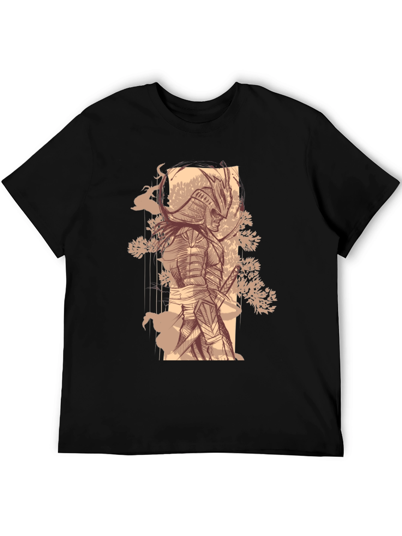 Black Samurai Graphic Tee - Stylish Black Cotton T-Shirt view 5