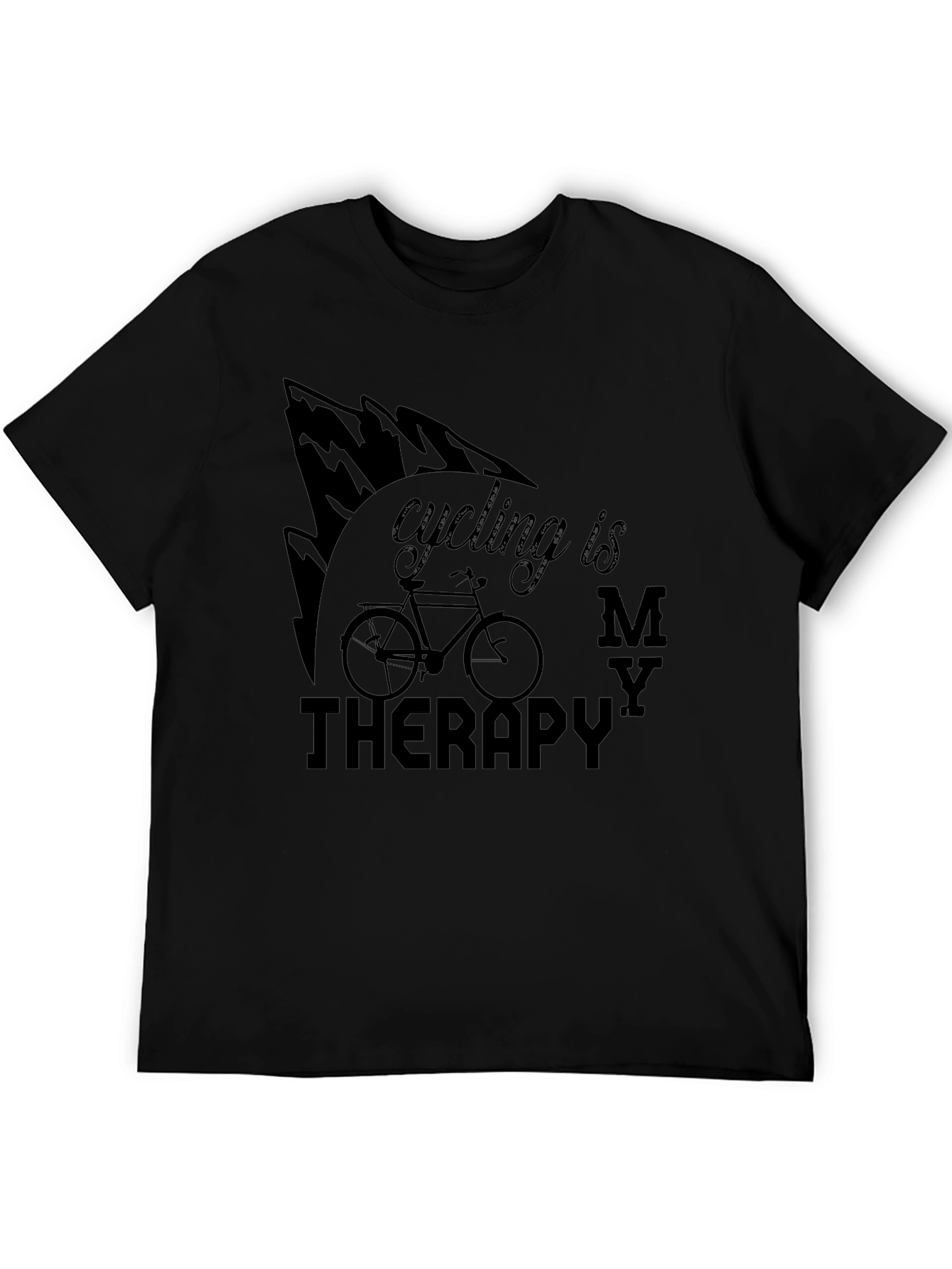 Black Cycling Is My Therapy T-Shirt view 5