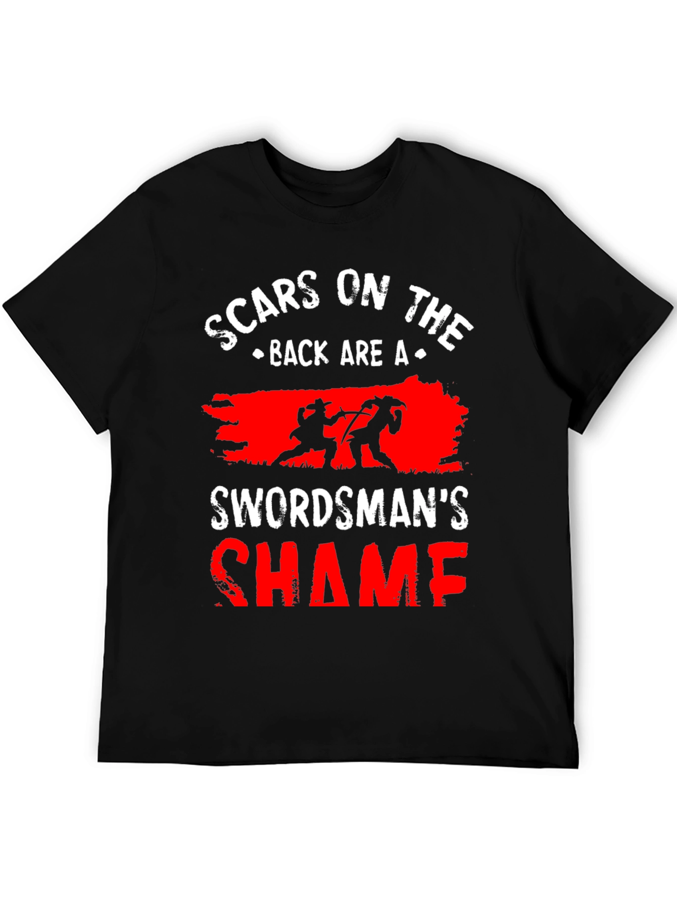 Black Scars on the Back Swordsman's Shame T-Shirt view 5