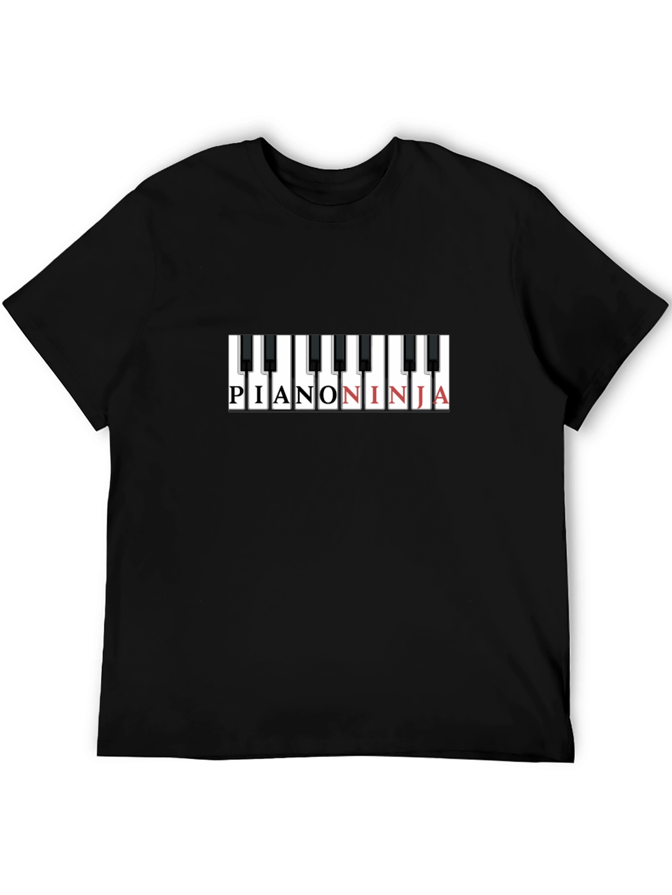 Black Piano Ninja Graphic T-Shirt - Cool Music Tee view 5