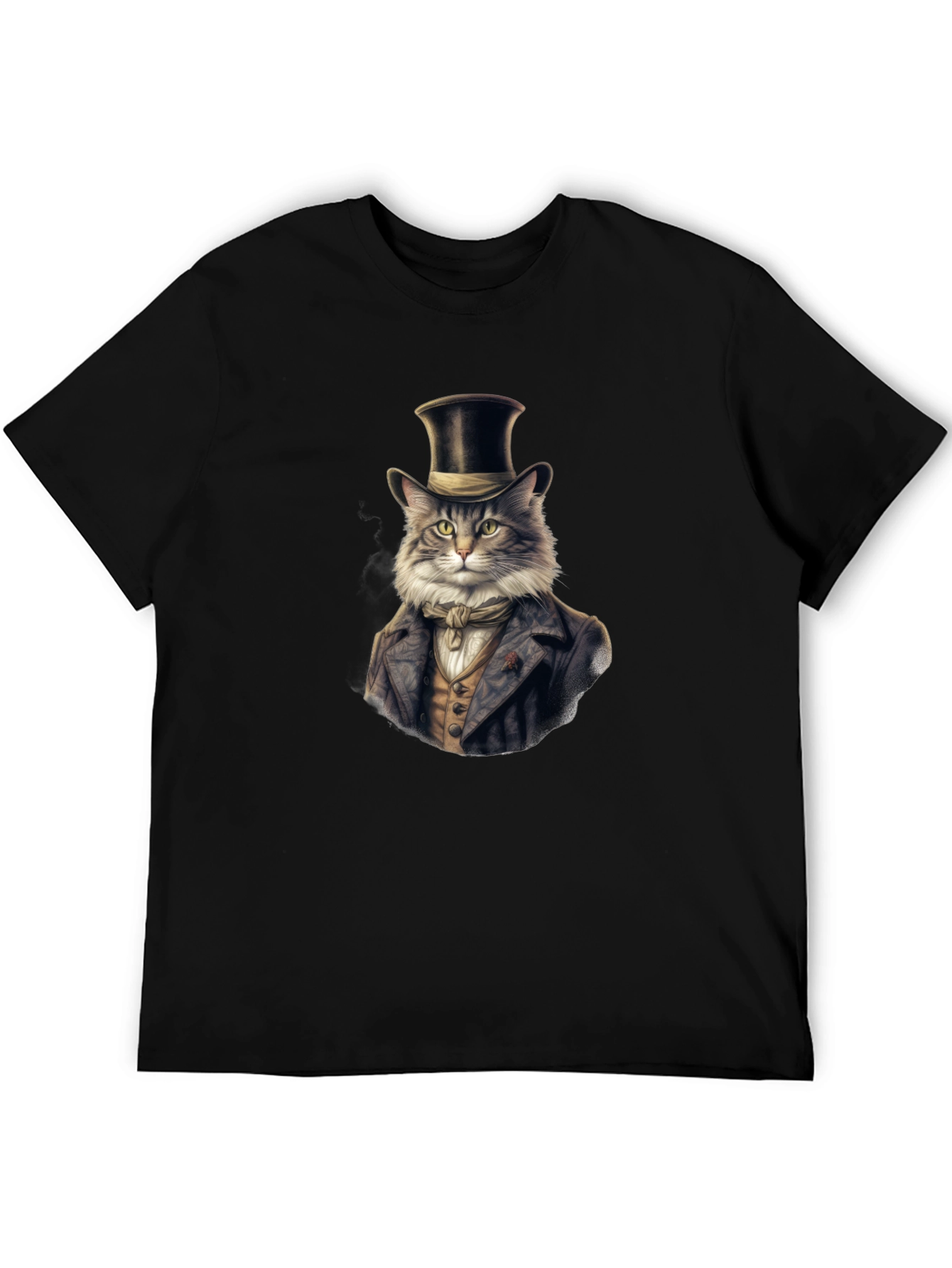 Black Dapper Cat Top Hat T-Shirt view 5