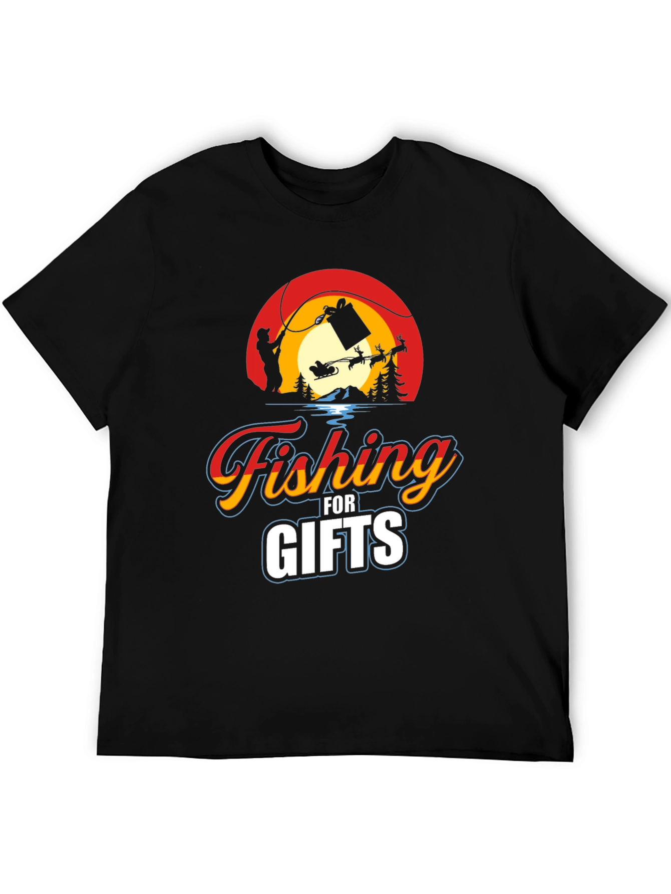 Black Fishing for Gifts Graphic Tee view 5