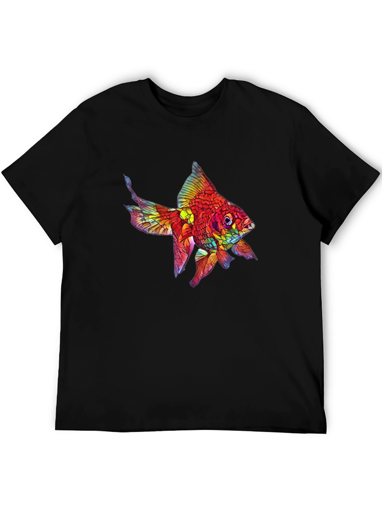 Black Vibrant Fish Graphic Black T-Shirt view 5