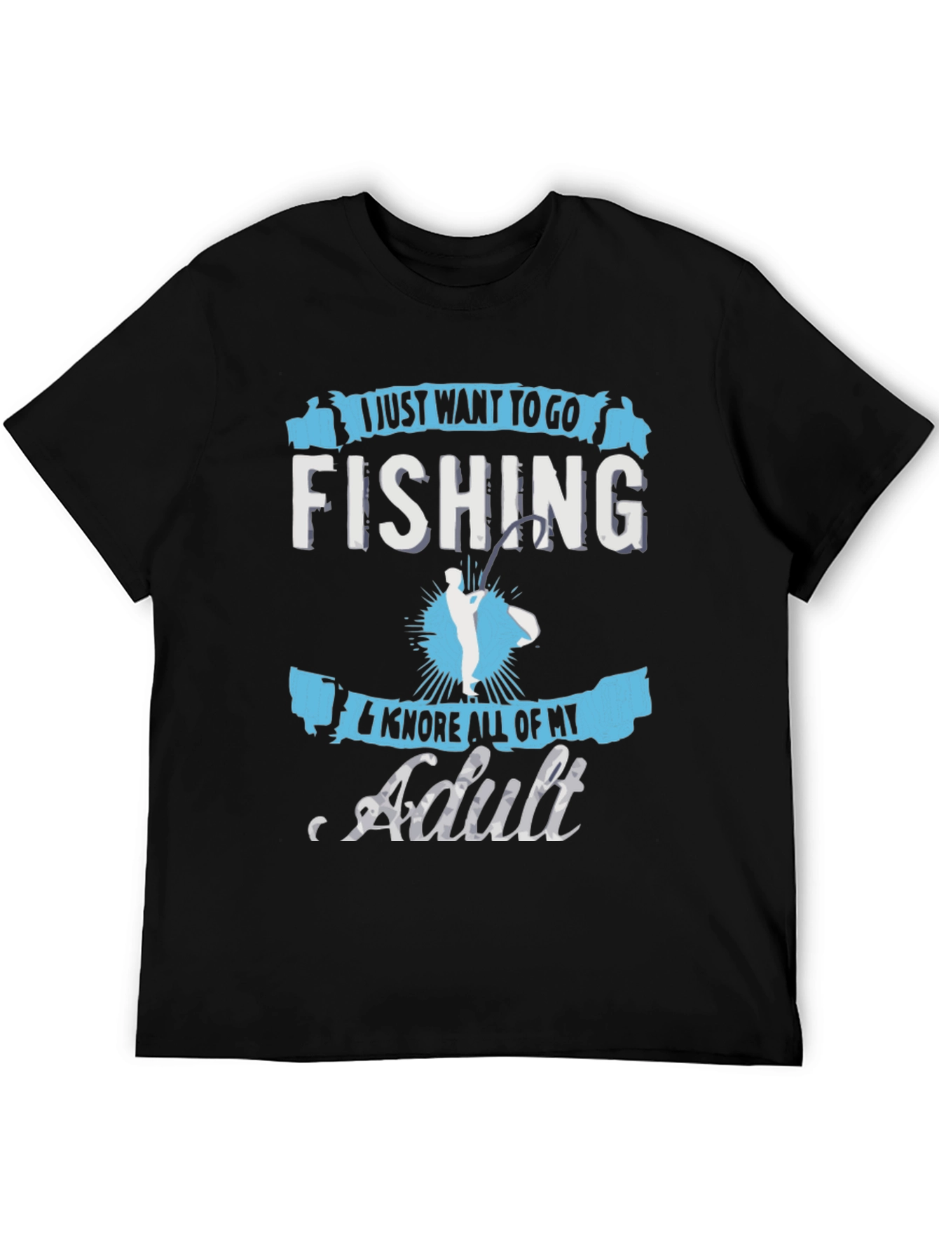 Black Fishing Lover T-Shirt - Ignore Adulting! view 5