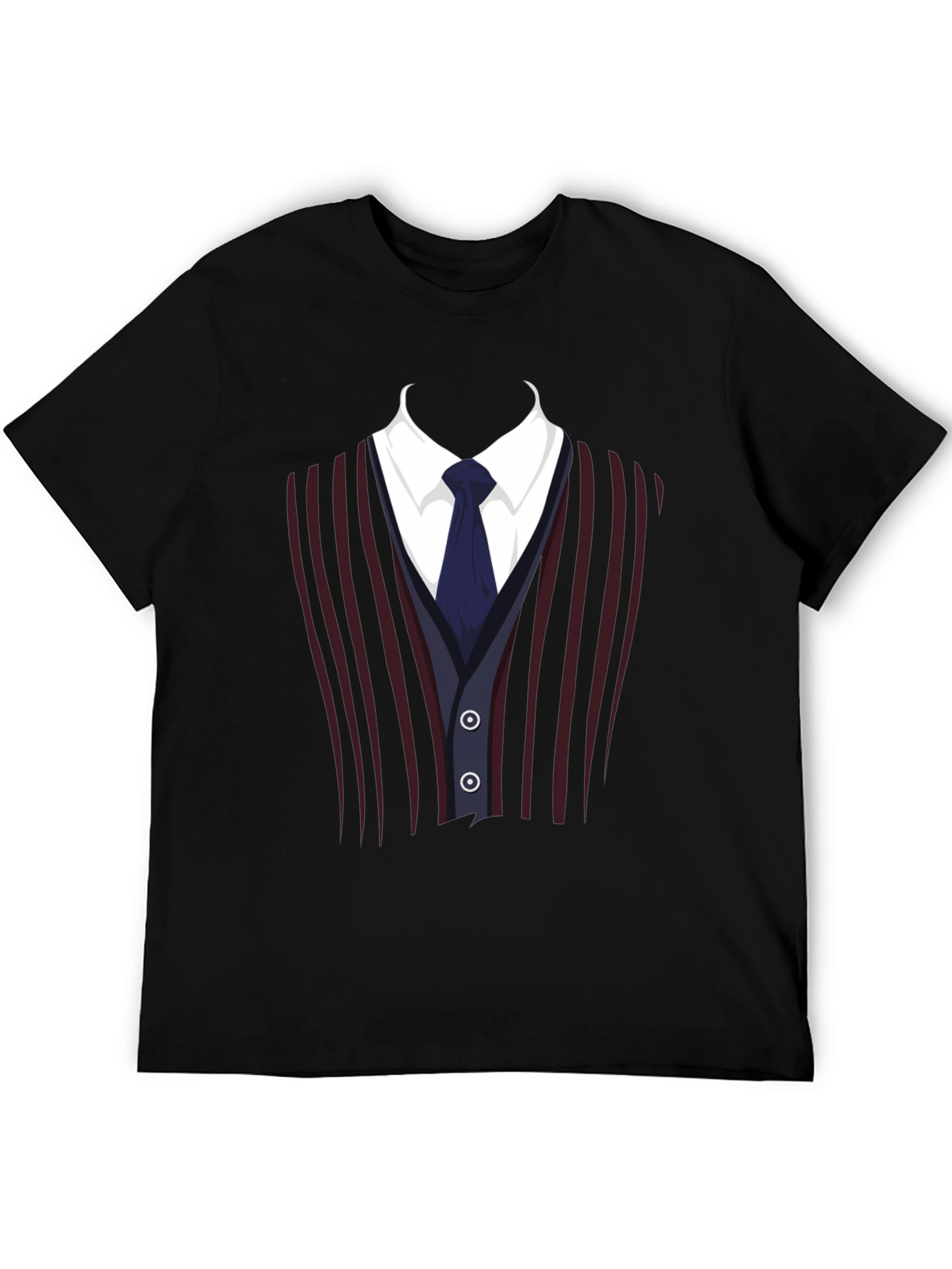 Black Suit Vest Graphic Tee - Funny Costume T-Shirt view 5