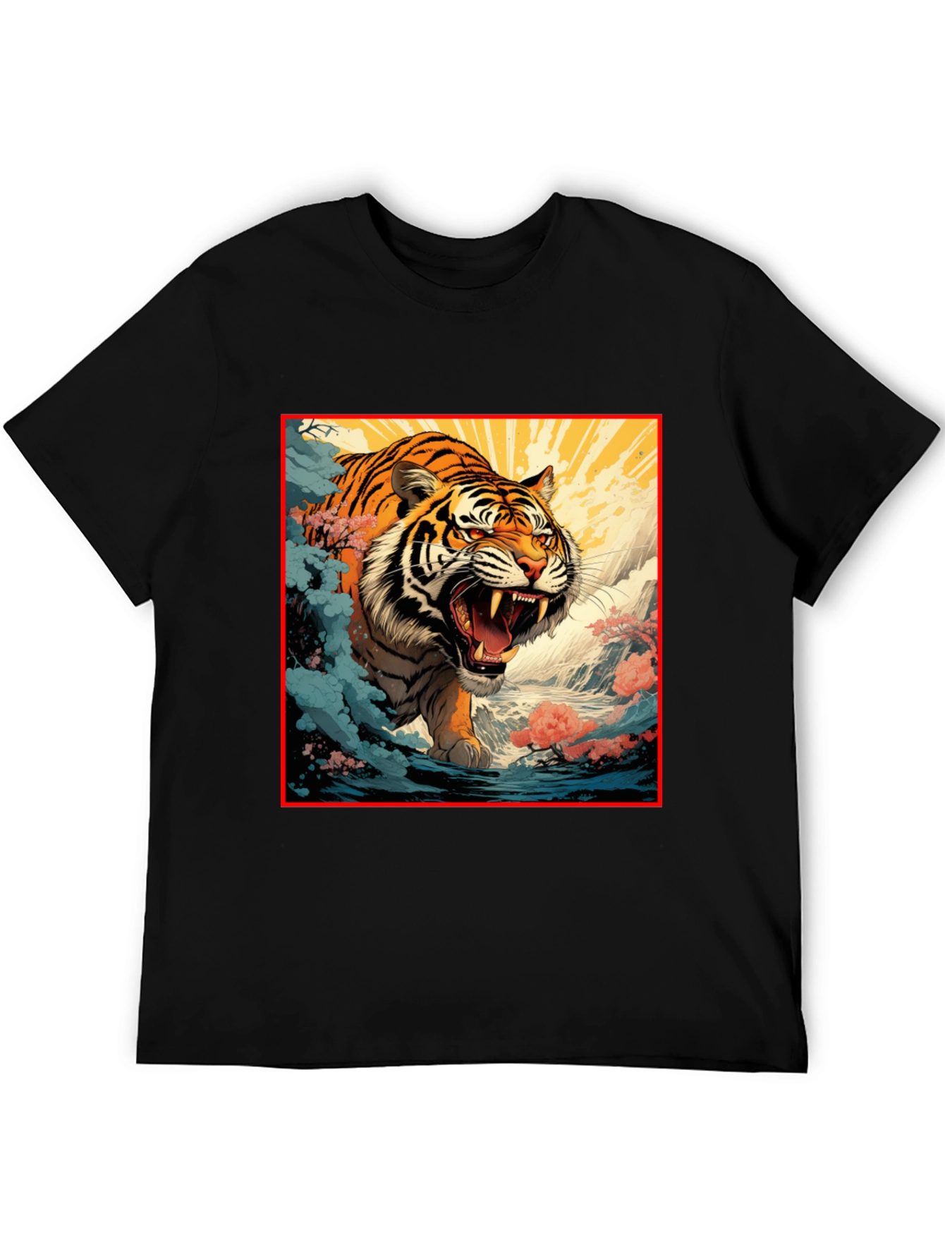 Black Tiger Graphic Black T-Shirt | Bold Animal Print Tee view 5