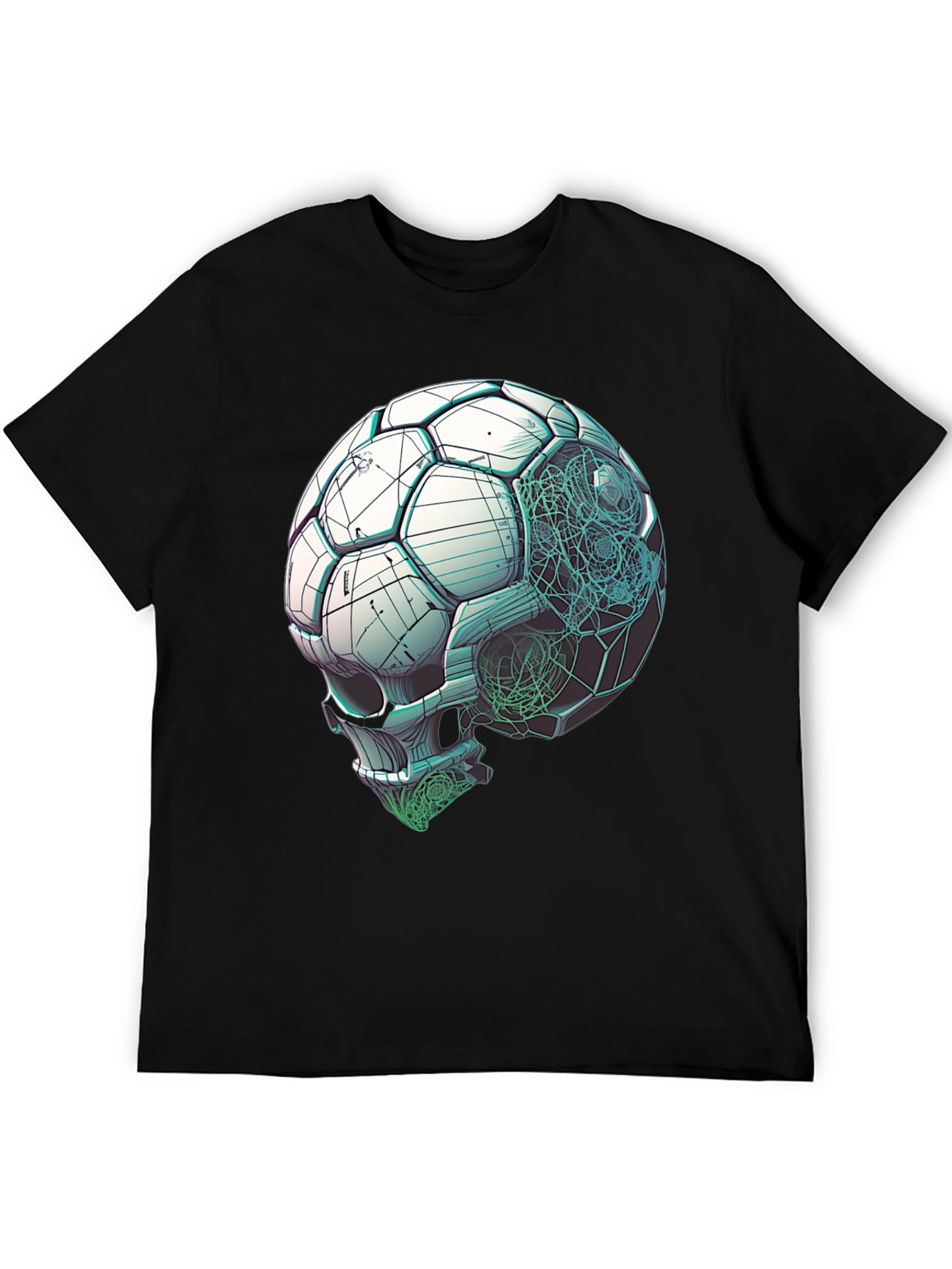 Black Soccer Ball Skull Graphic Tee - Unique Design view 5