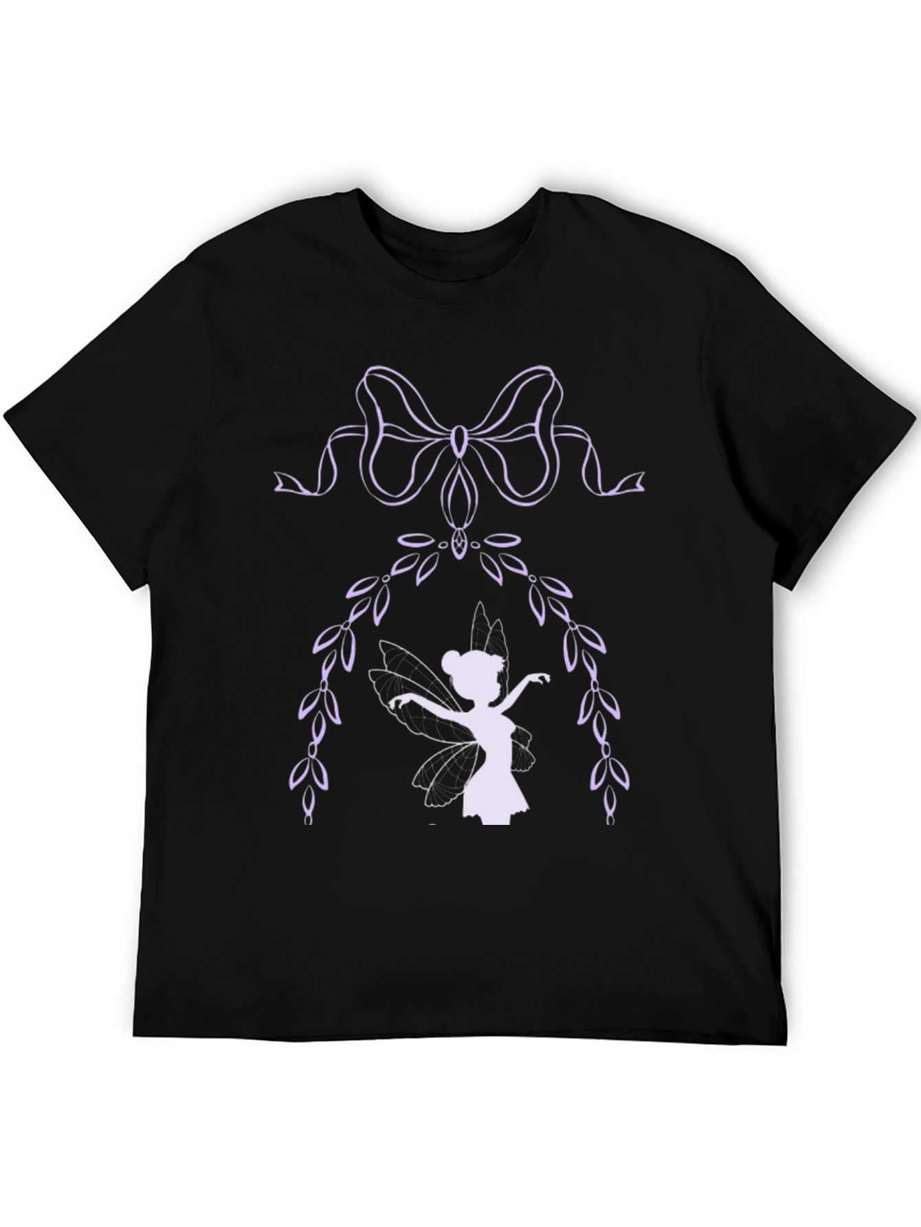 Black Whimsical Fairy Graphic Tee - Black Cotton Blend view 5