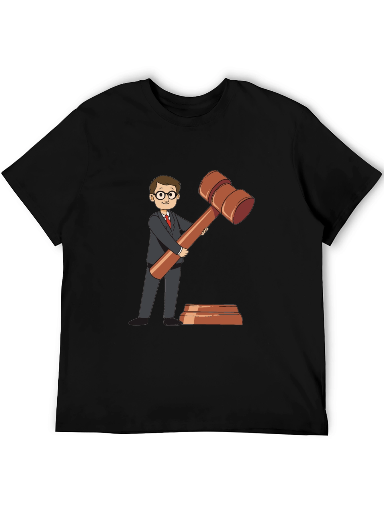 Black Cartoon Judge Gavel Black T-Shirt view 5