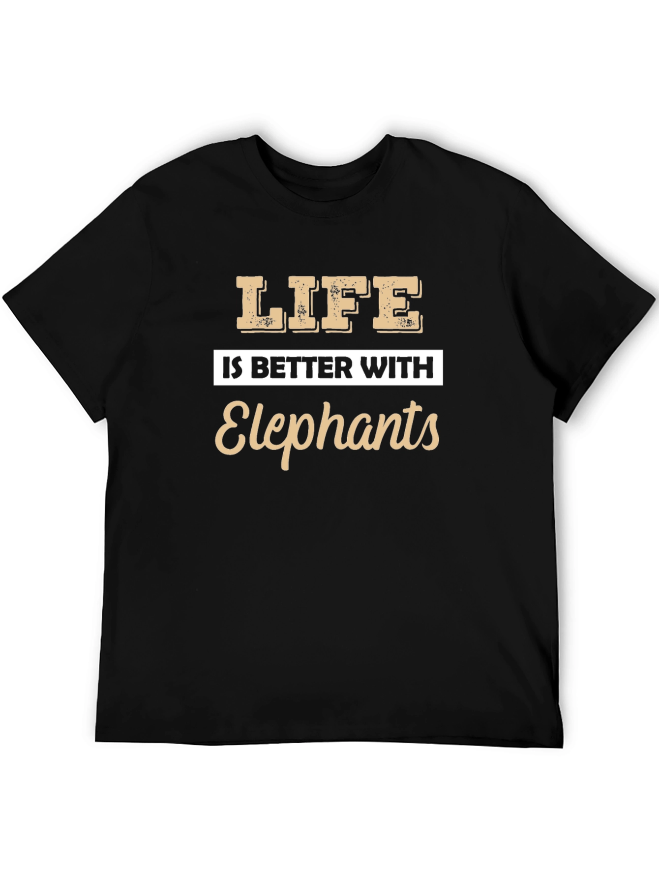 Black Life is Better with Elephants Graphic T-Shirt view 5