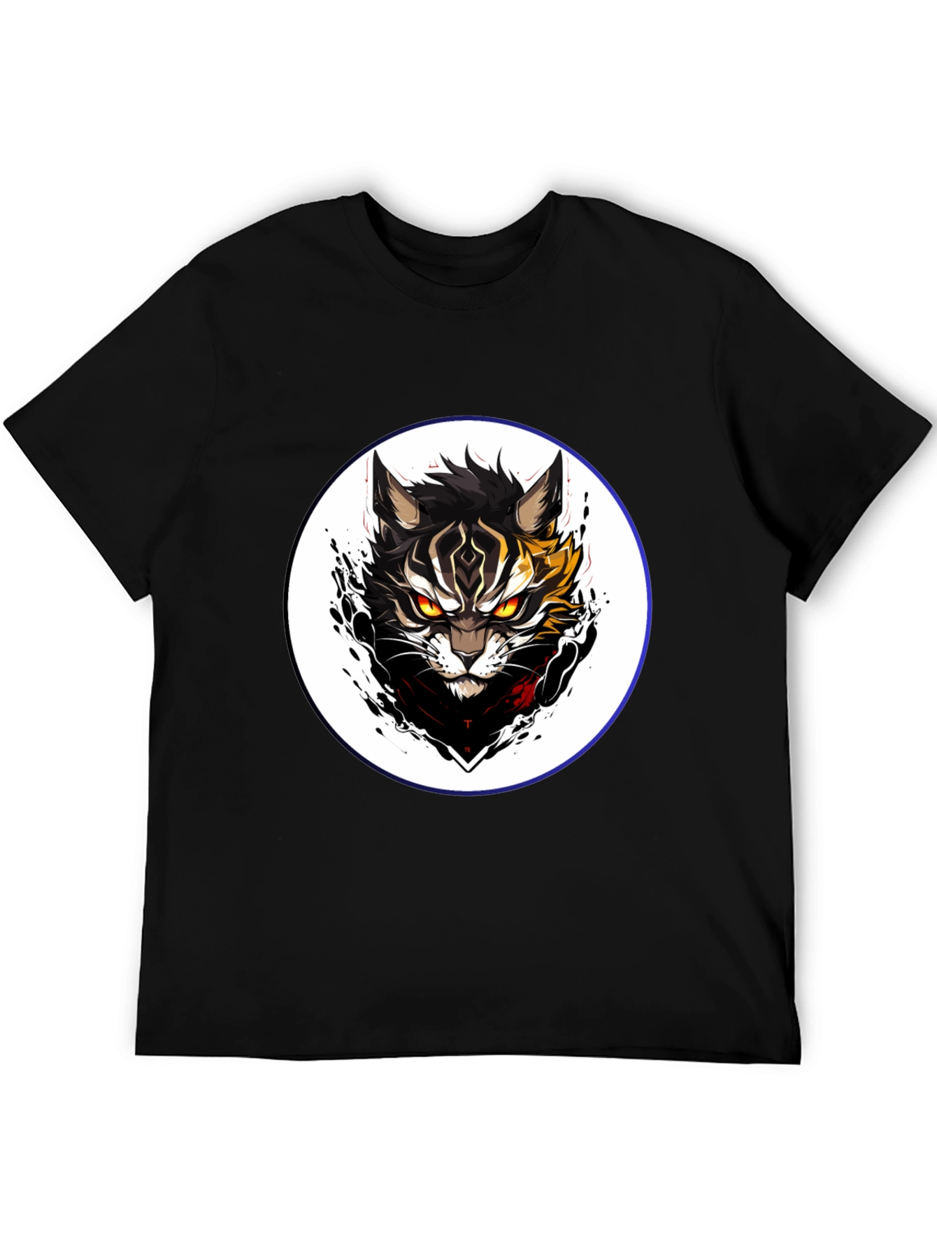 Black Black T-Shirt with Cat Design view 5