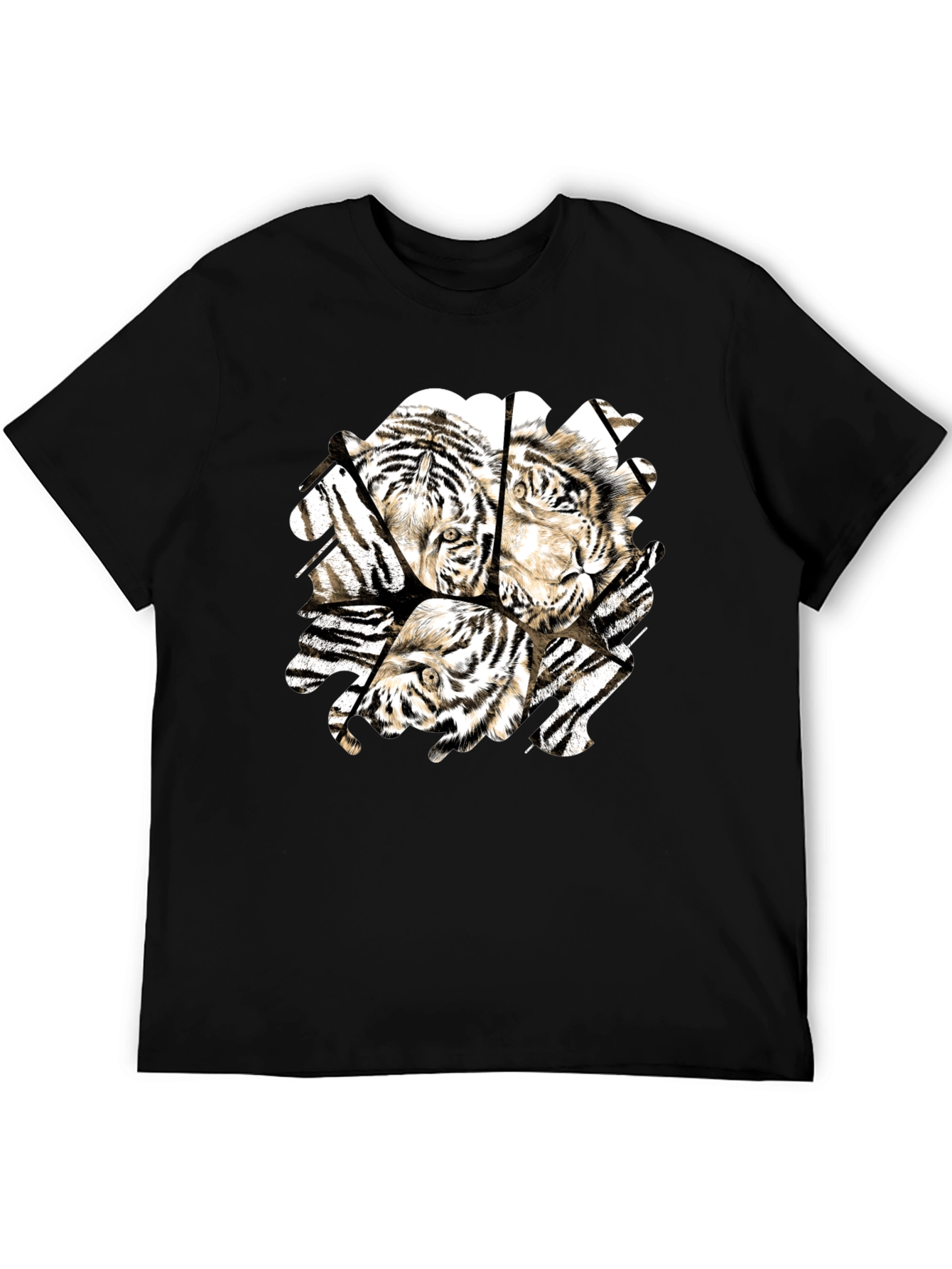 Black Tiger Graphic Black T-Shirt for Men view 5