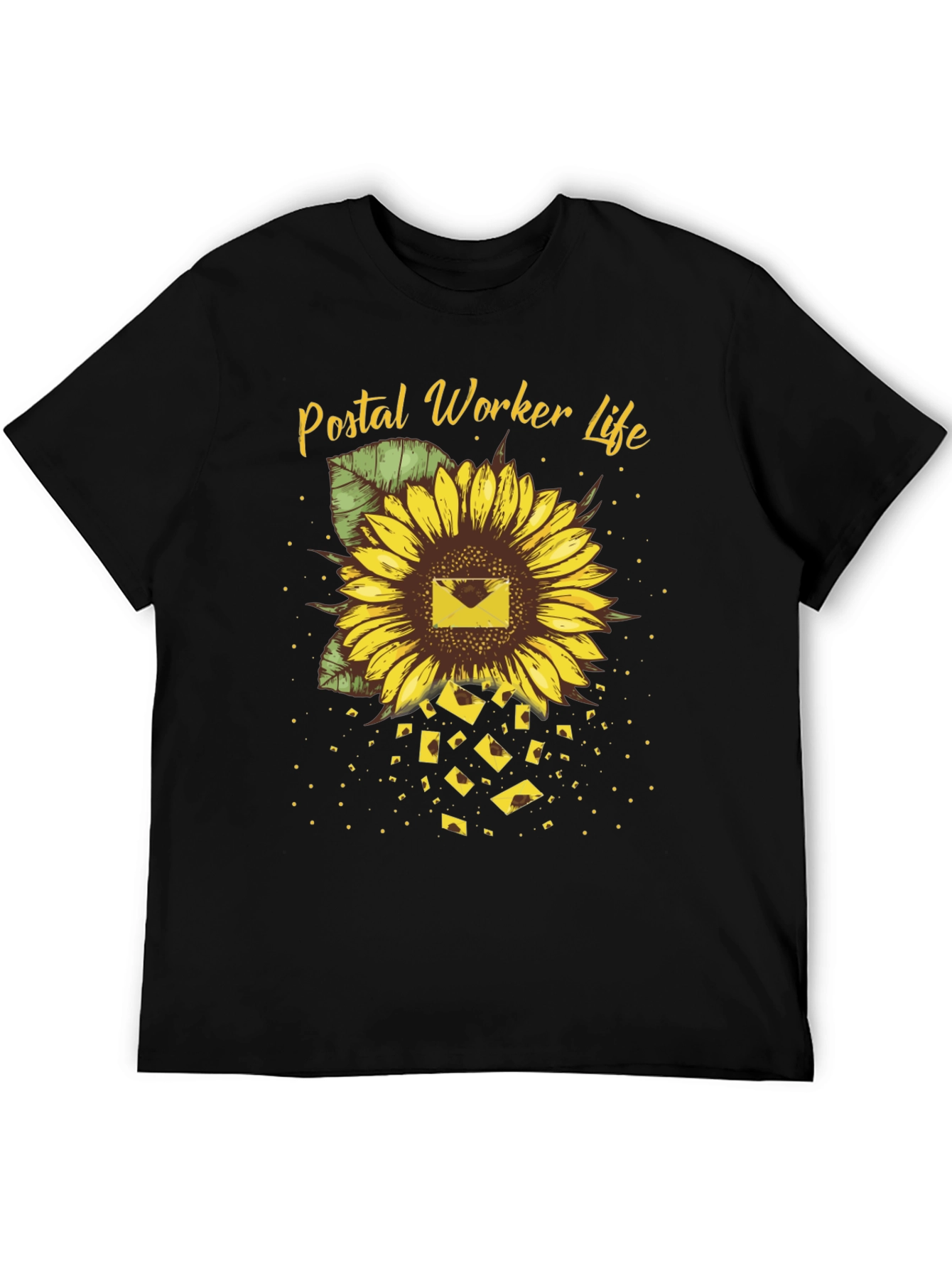 Black Postal Worker Sunflower T-Shirt - Black view 5