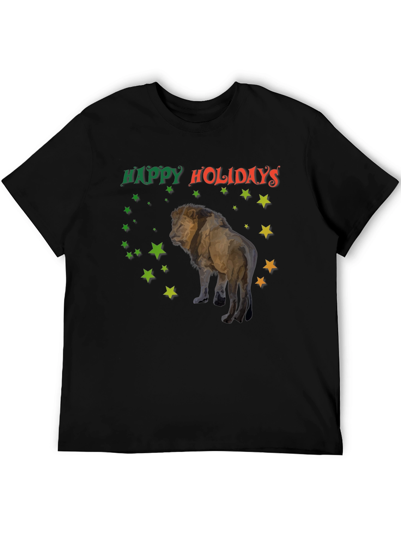 Black Happy Holidays Lion T-Shirt view 5