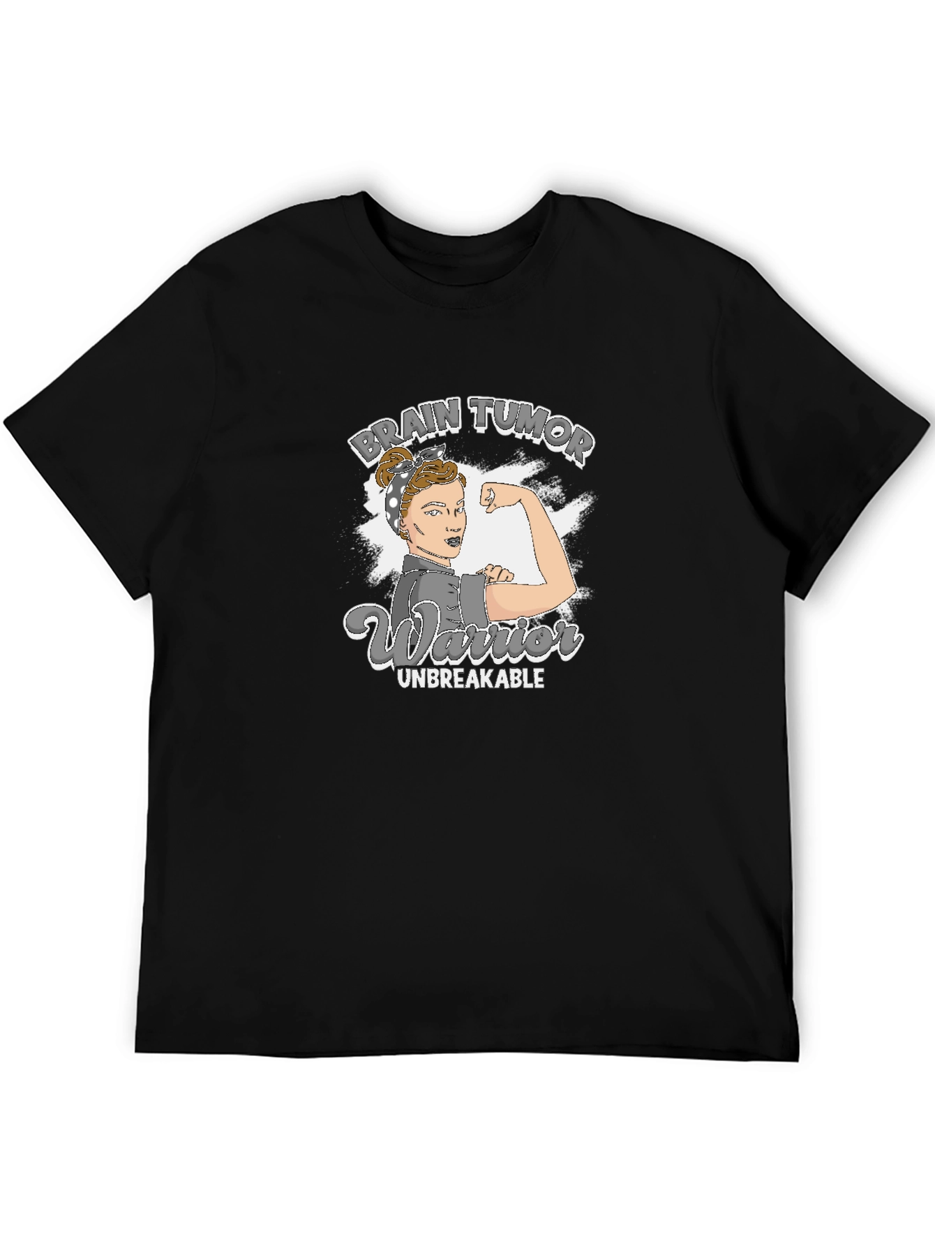 Black Brain Tumor Warrior T-Shirt - Unbreakable Strength view 5