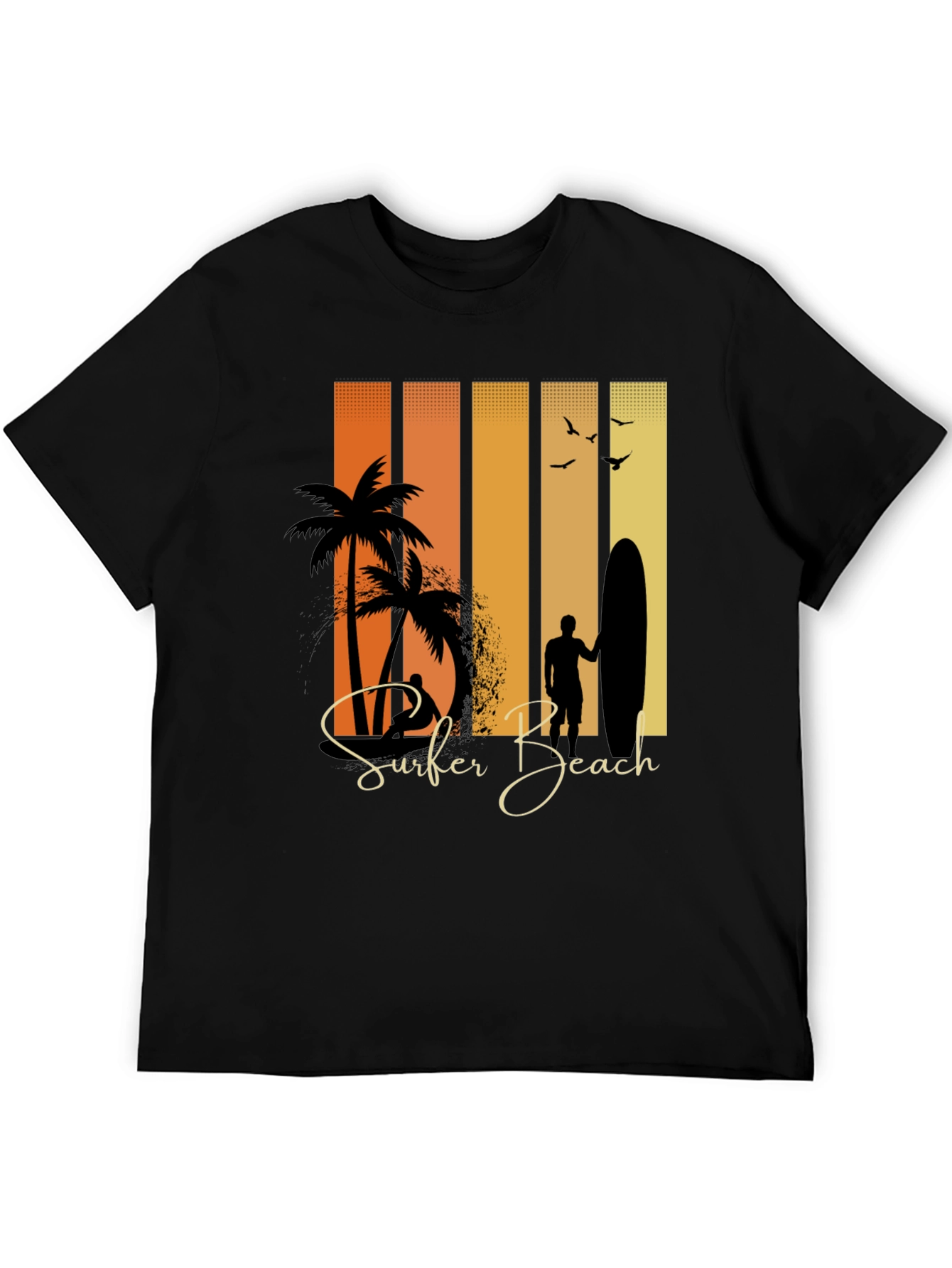 Black Surfer Beach Graphic Tee - Stylish Summer Wear view 5
