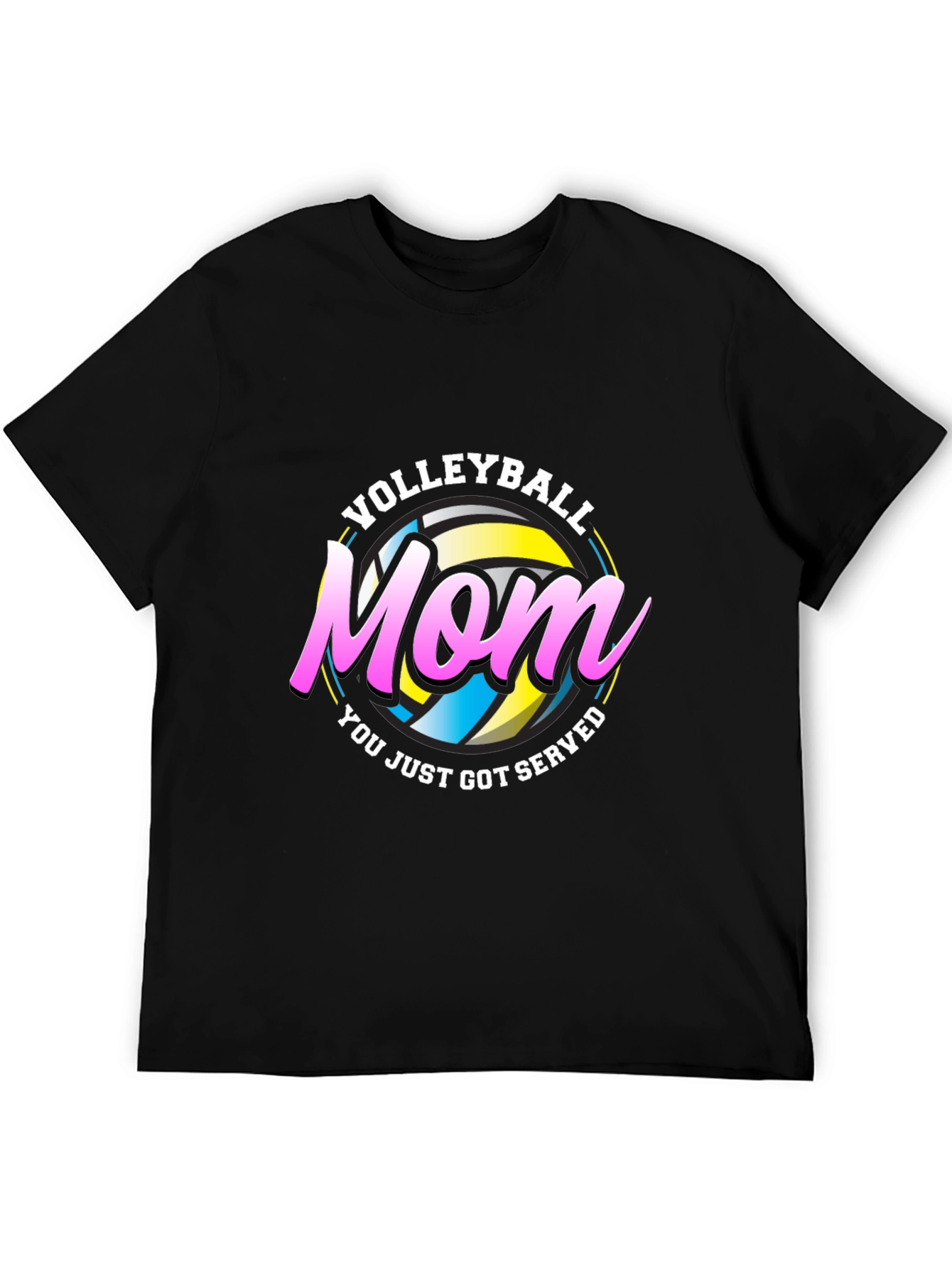 Black Volleyball Mom T-Shirt - Served Design view 5