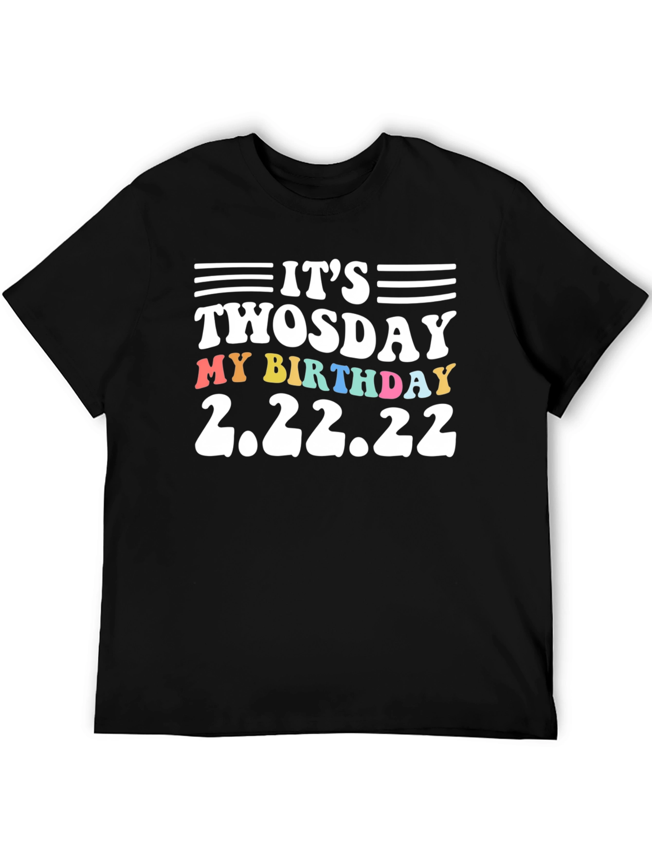 Black It's Twosday My Birthday 2.22.22 Black T-Shirt view 5