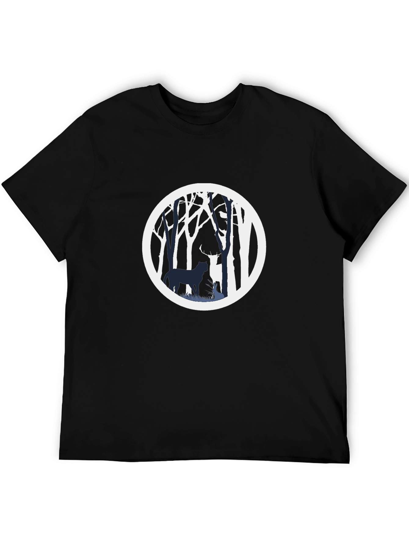 Black Nature Scene Graphic Tee - Black Cotton Blend view 5