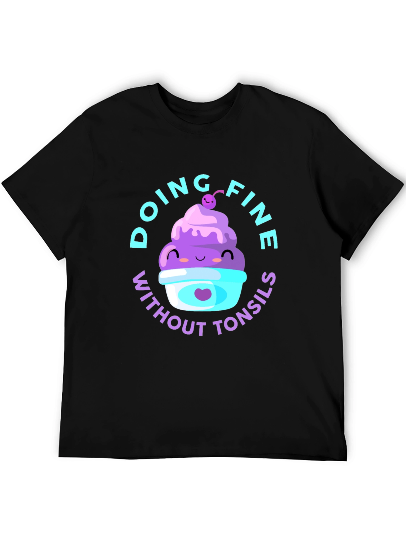 Black Doing Fine Without Tonsils T-Shirt view 5