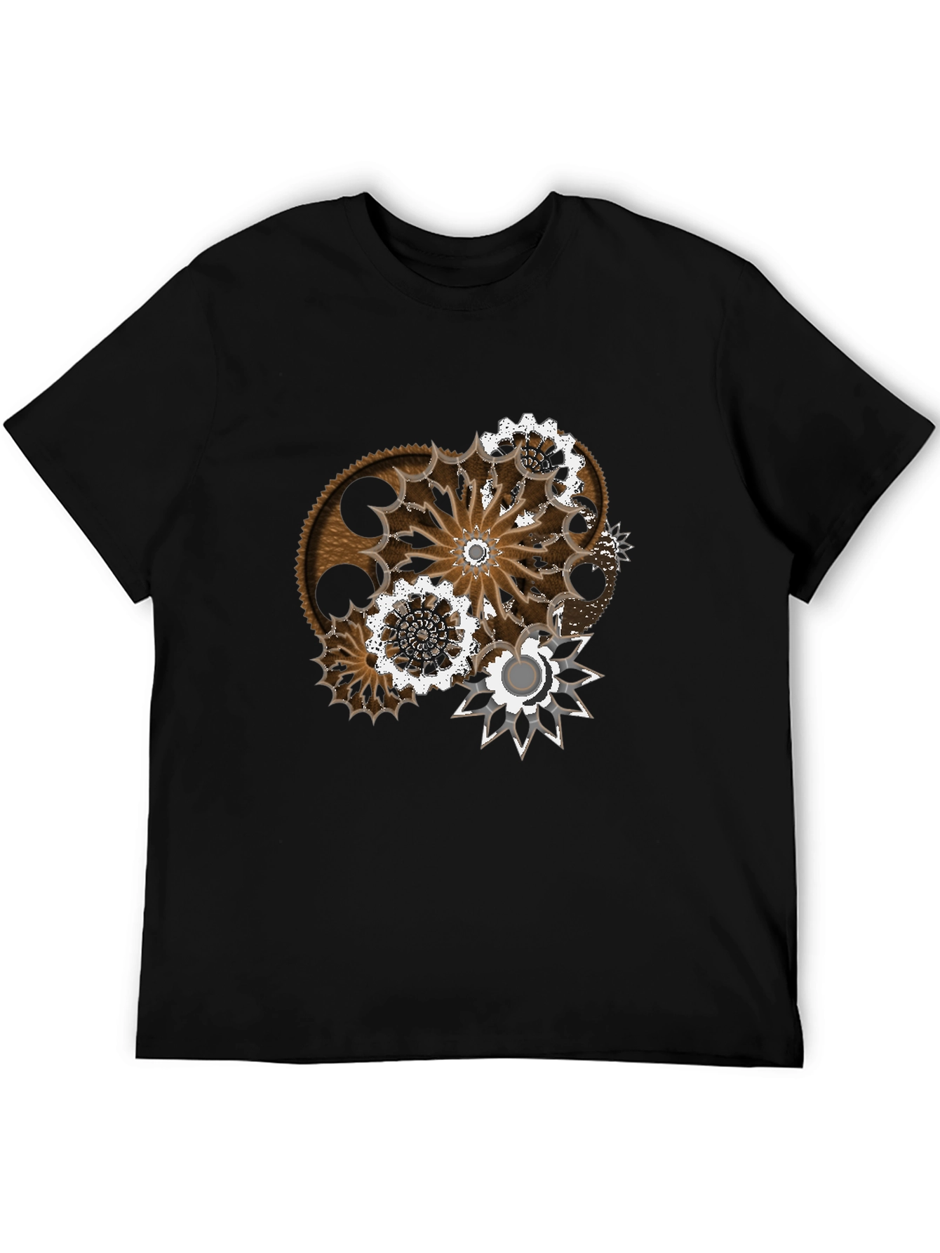 Black Steampunk Gear Graphic T-Shirt - Unique Design view 5