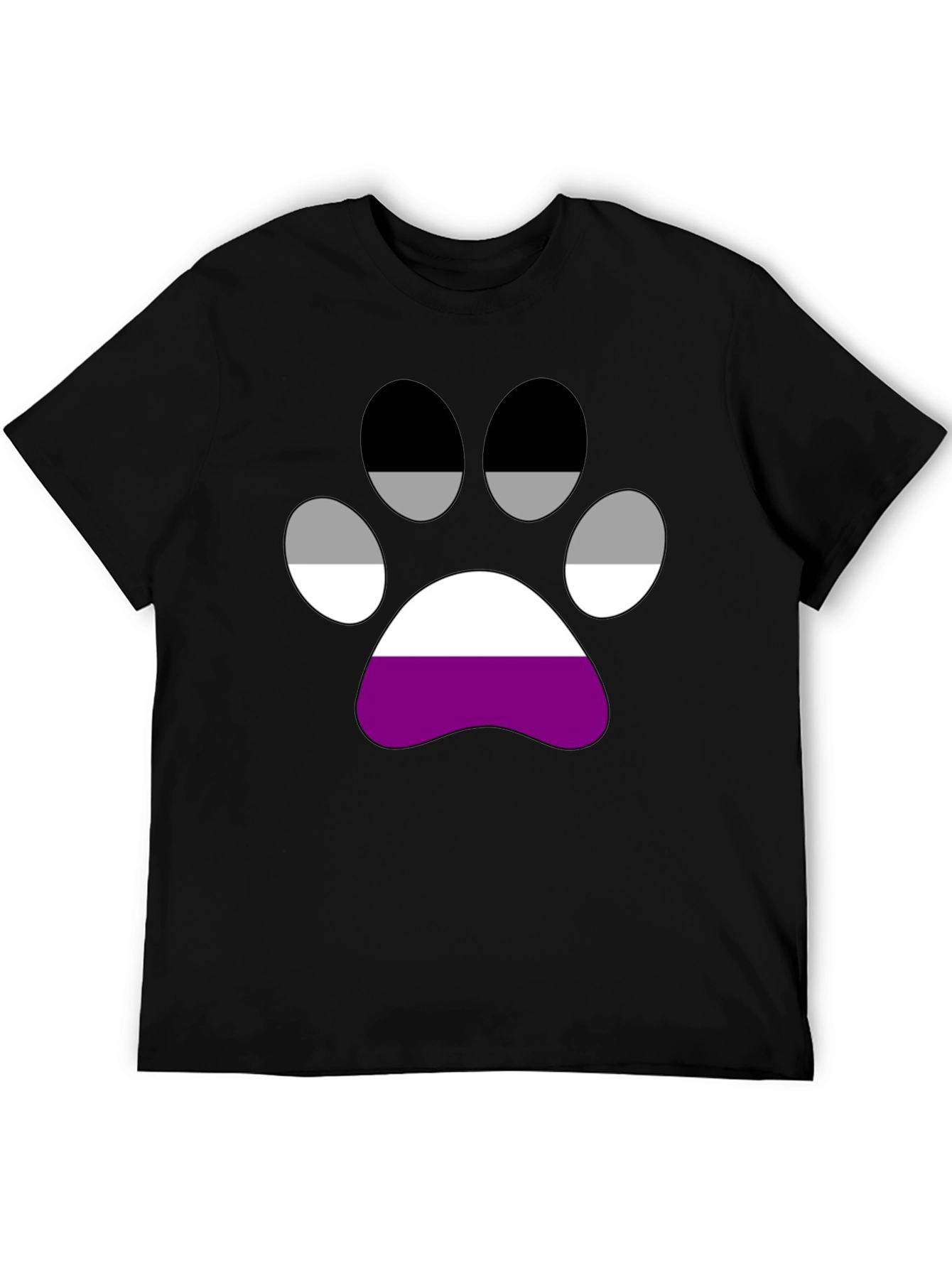 Black Asexual Pride Paw Print T-Shirt view 5