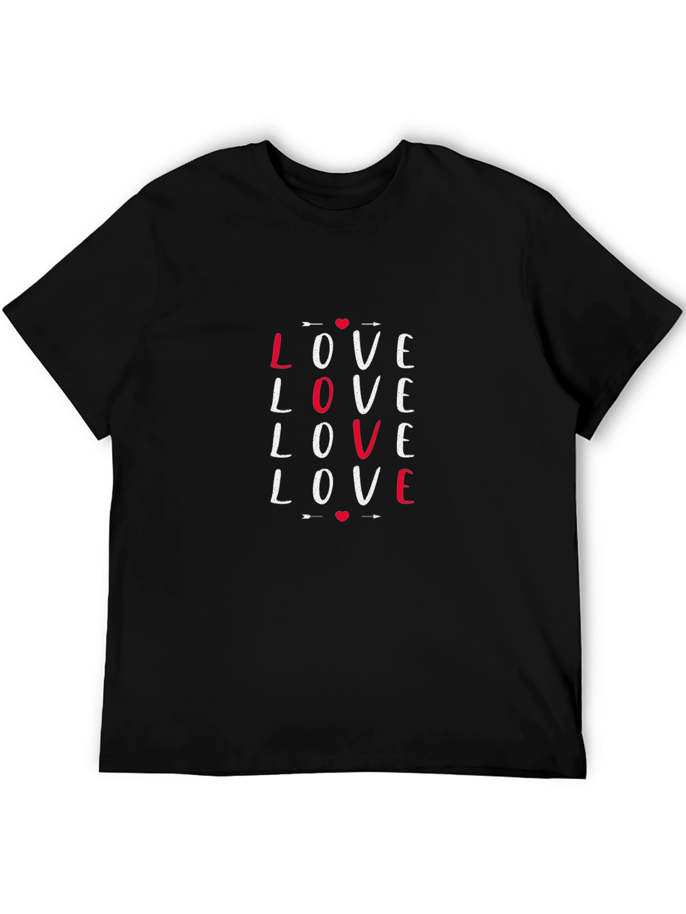 Black Love Repeated Graphic Tee - Black Cotton Blend view 5