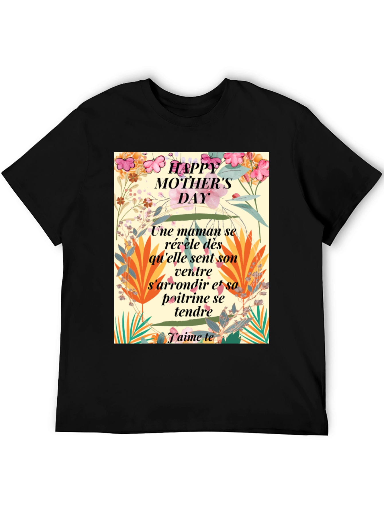 Floral Happy Mother's Day T-Shirt - French Text Design - 5