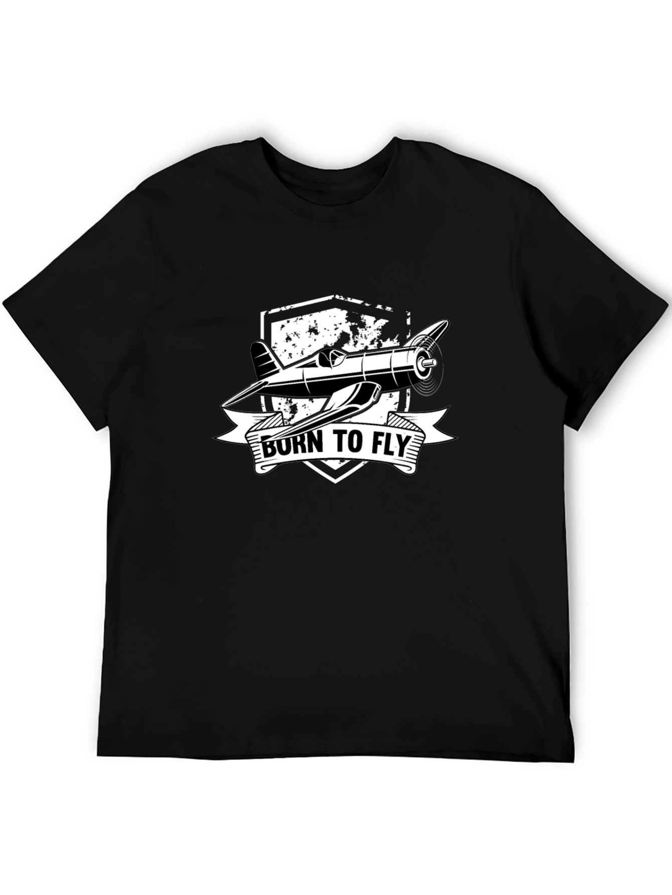 Born to Fly Airplane Graphic Tee - Black - 5