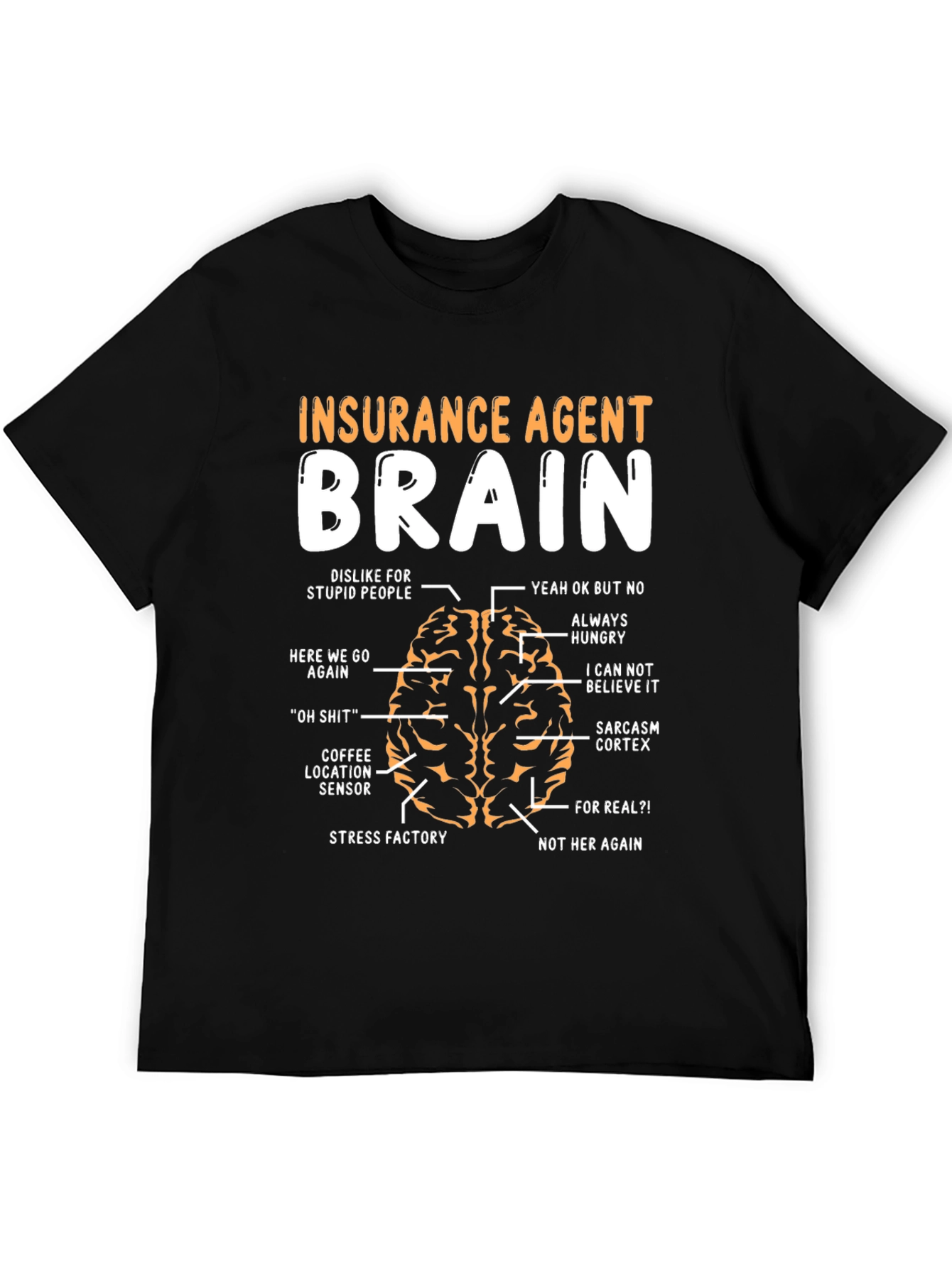 Black Insurance Agent Brain Humor T-Shirt view 5