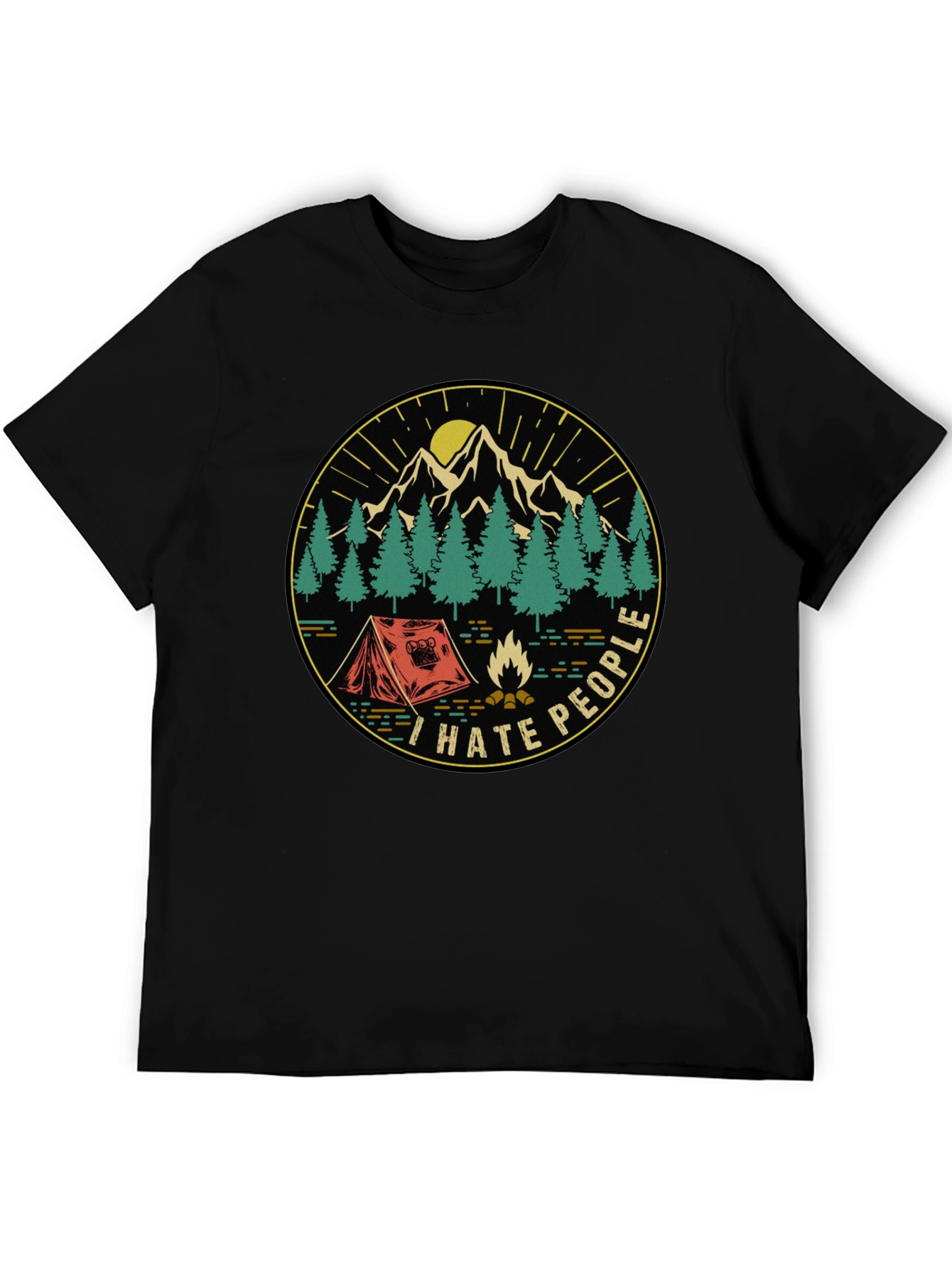 Black I Hate People Camping T-Shirt - Nature Lover Tee view 5