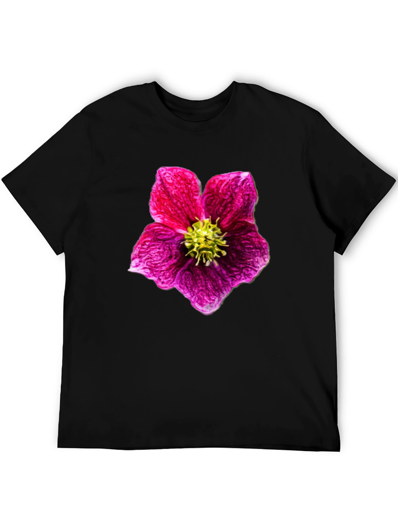 Black Floral Print Crew Neck T-Shirt view 5