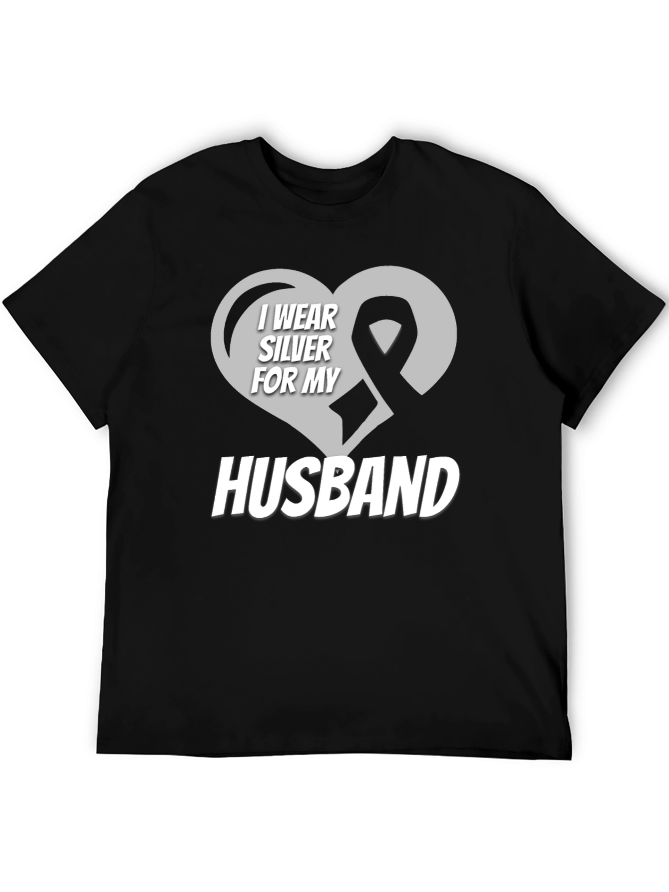Black I Wear Silver for My Husband T-Shirt view 5