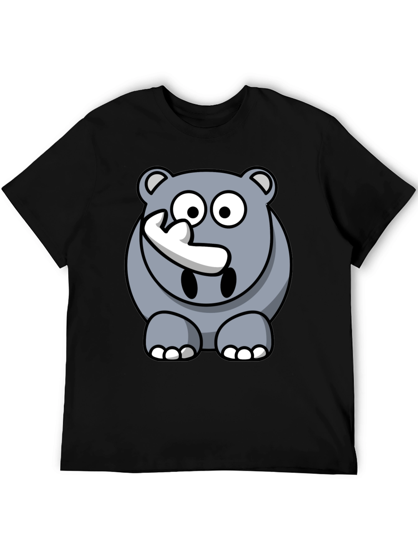 Black Cartoon Rhino Graphic Tee - Men's Black T-Shirt view 5