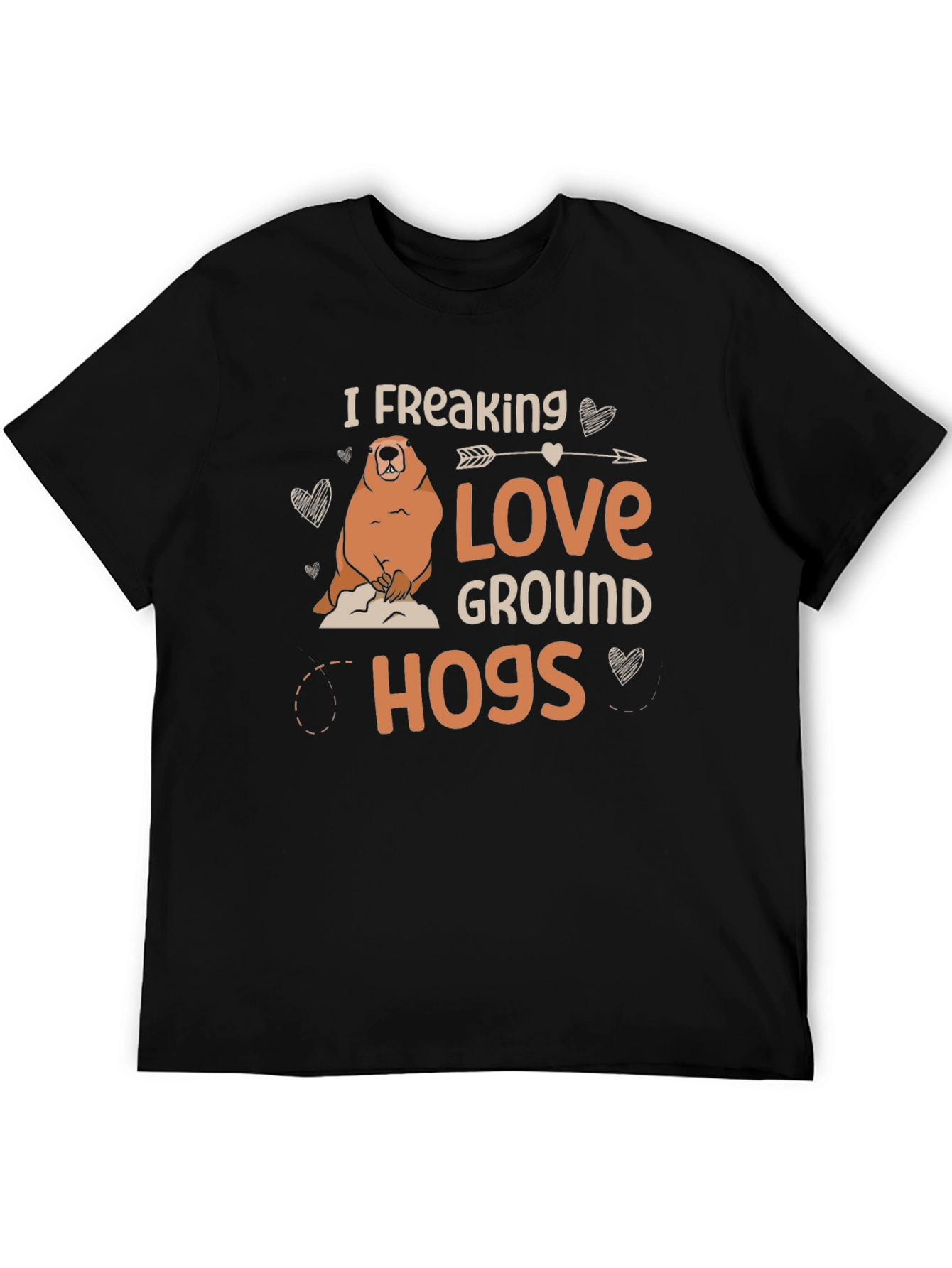 Black I Freaking Love Groundhogs Black T-Shirt view 5
