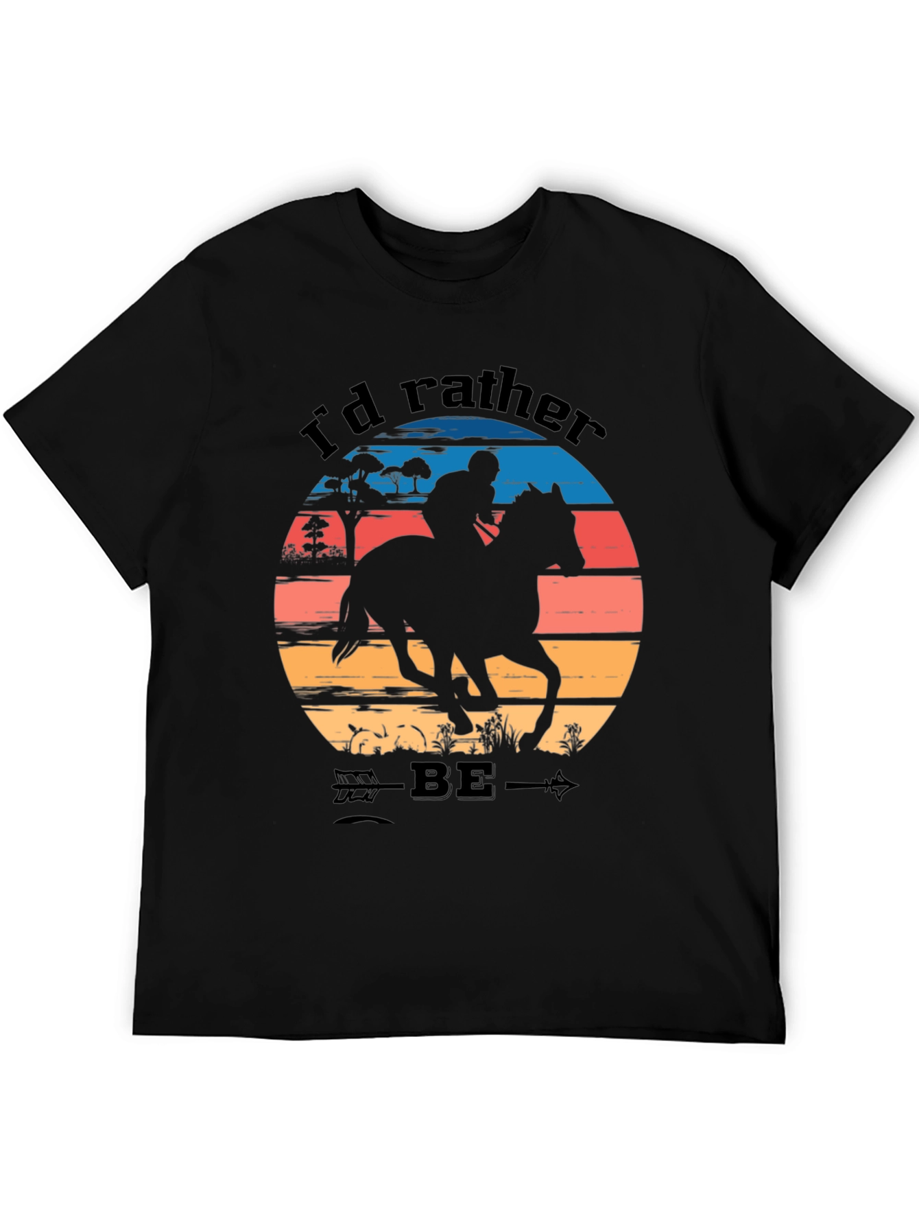 Black Equestrian Sunset T-Shirt - Horse Riding Tee view 5