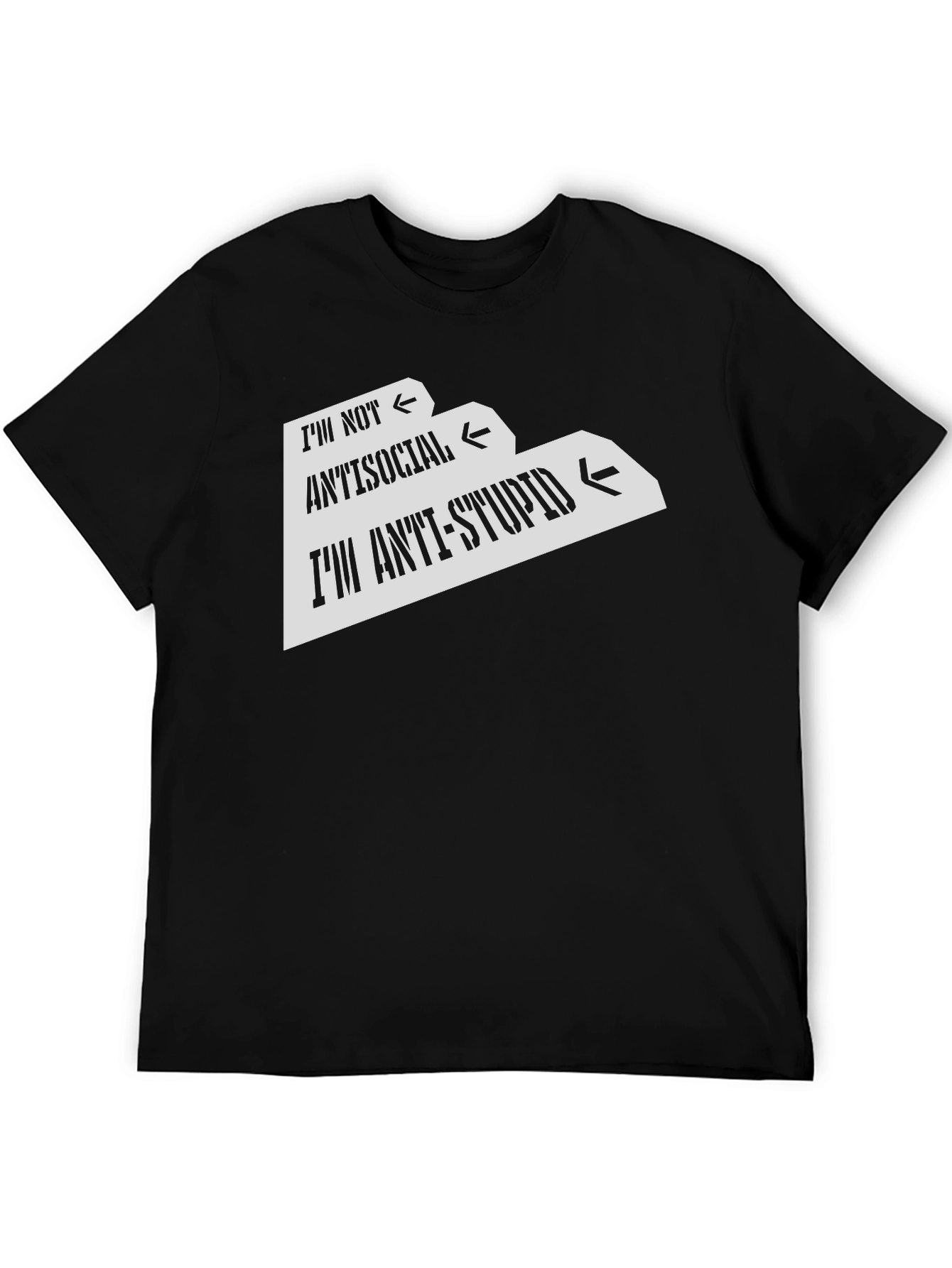 Black Anti-Stupid Graphic Tee - Funny Sarcastic T-Shirt view 5