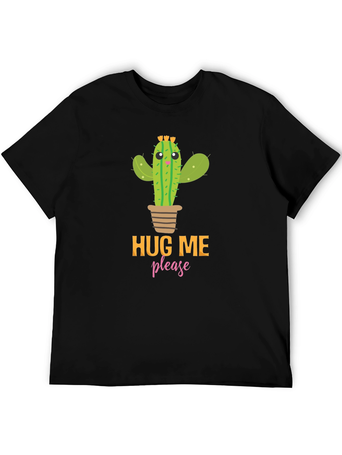 Black Hug Me Please Cactus Graphic Tee - Black view 5