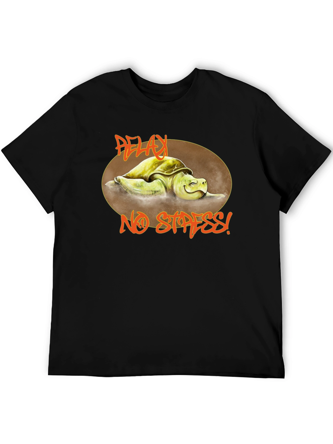 Black Relax No Stress Turtle Graphic T-Shirt view 5