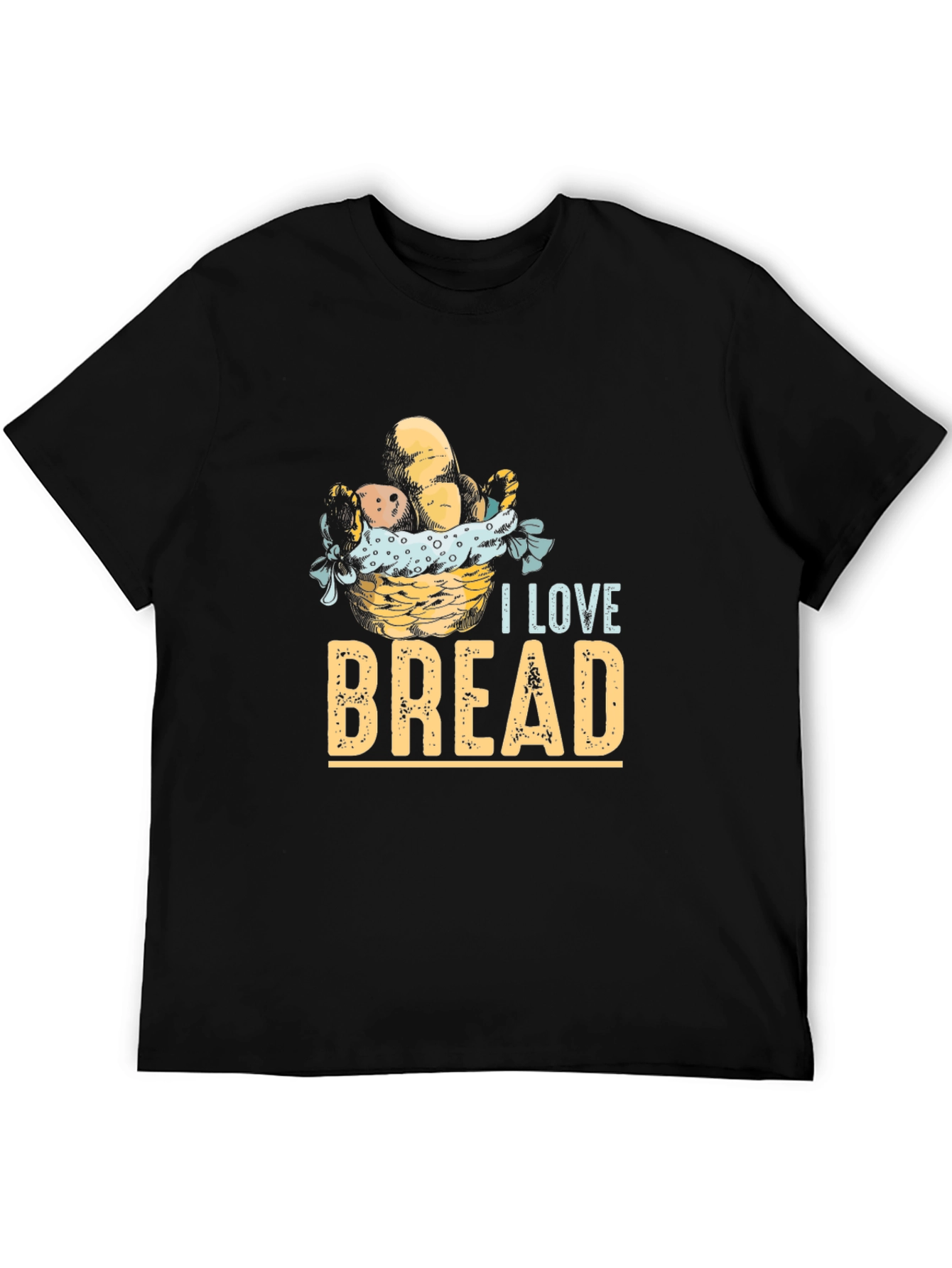 Black I Love Bread Graphic Tee - Unisex Casual T-Shirt view 5