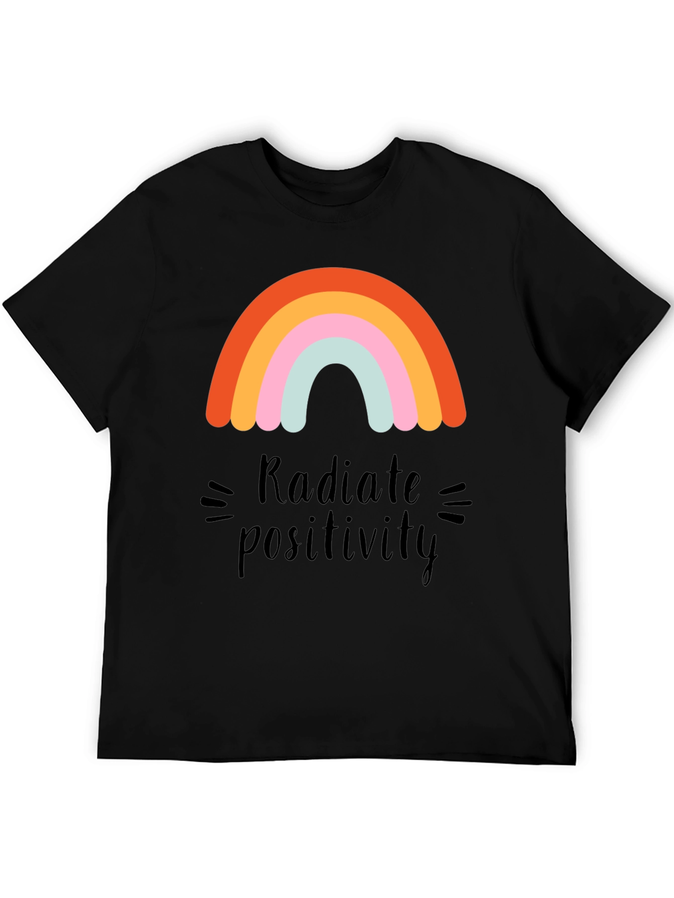 Black Radiate Positivity Rainbow Graphic T-Shirt view 5