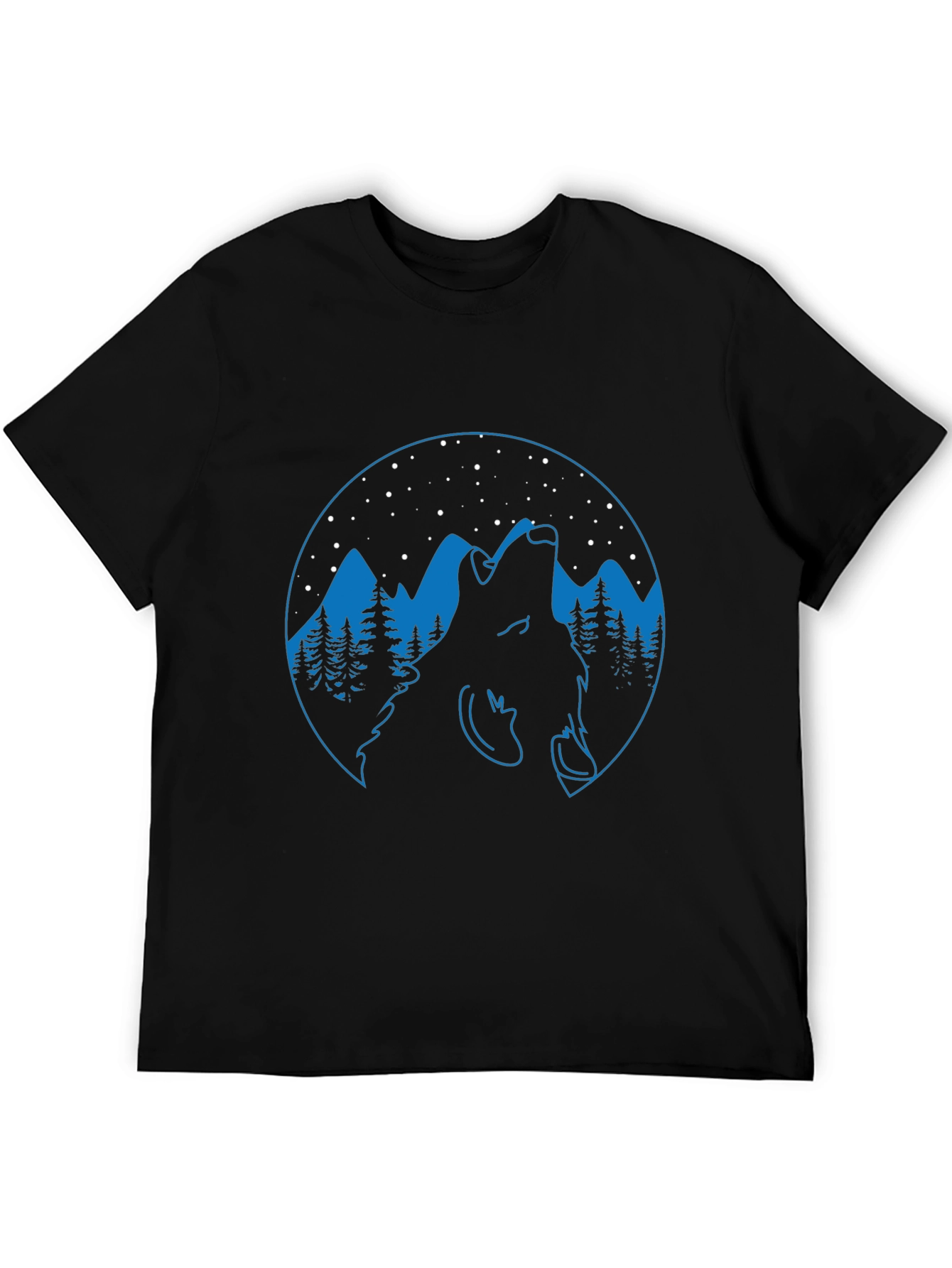 Black Wolf Howling at Night Graphic Tee view 5