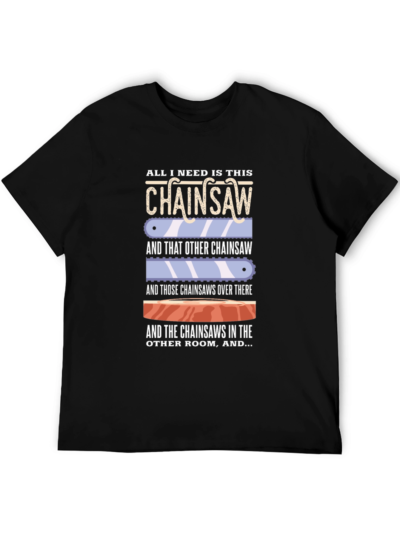 Black Chainsaw Humor Graphic T-Shirt view 5