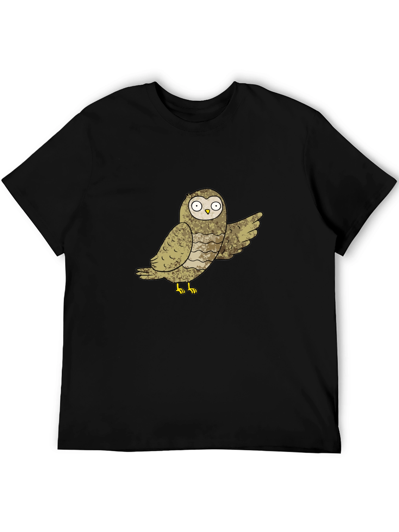 Black Owl Graphic Print Black T-Shirt view 5