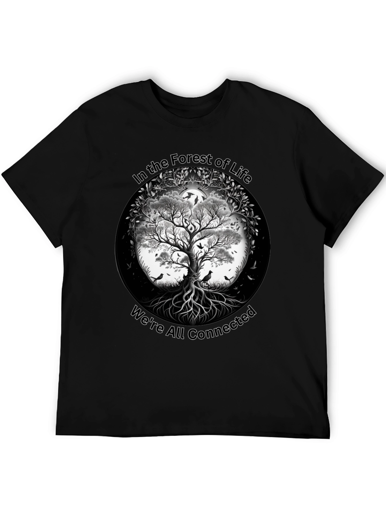 Black In the Forest of Life T-Shirt - Tree Design view 5