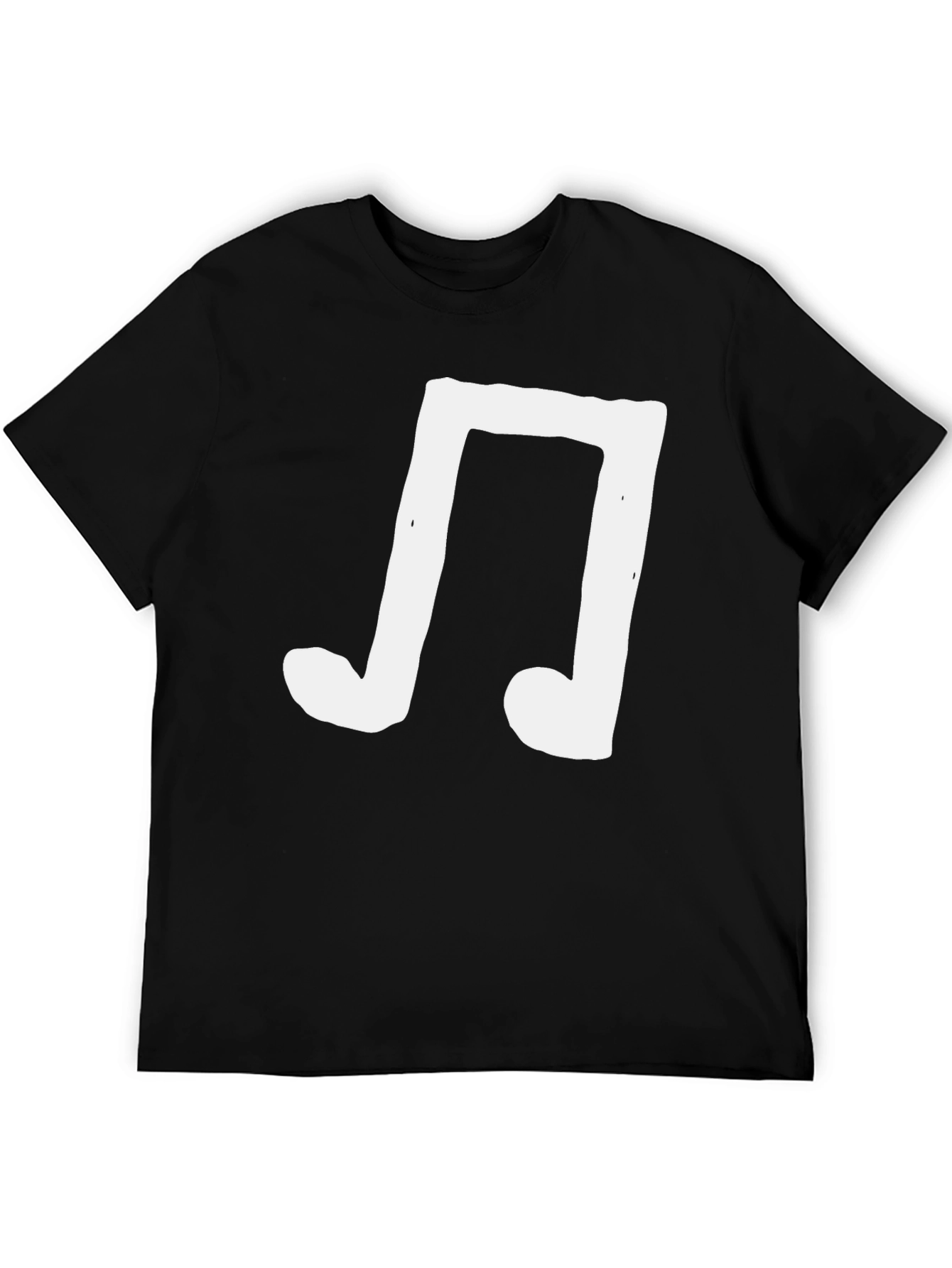 Black Men's Black T-Shirt with White Music Note Graphic view 5