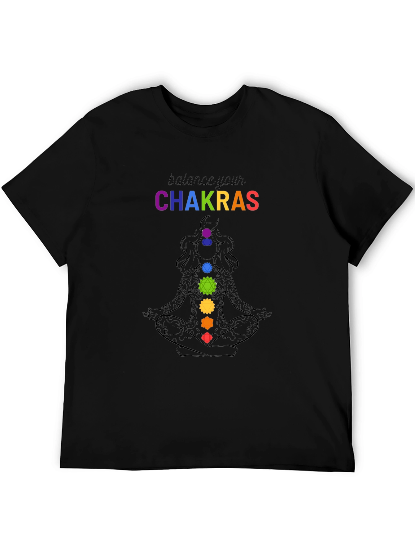 Black Chakra Balance T-Shirt: Meditate in Style view 5