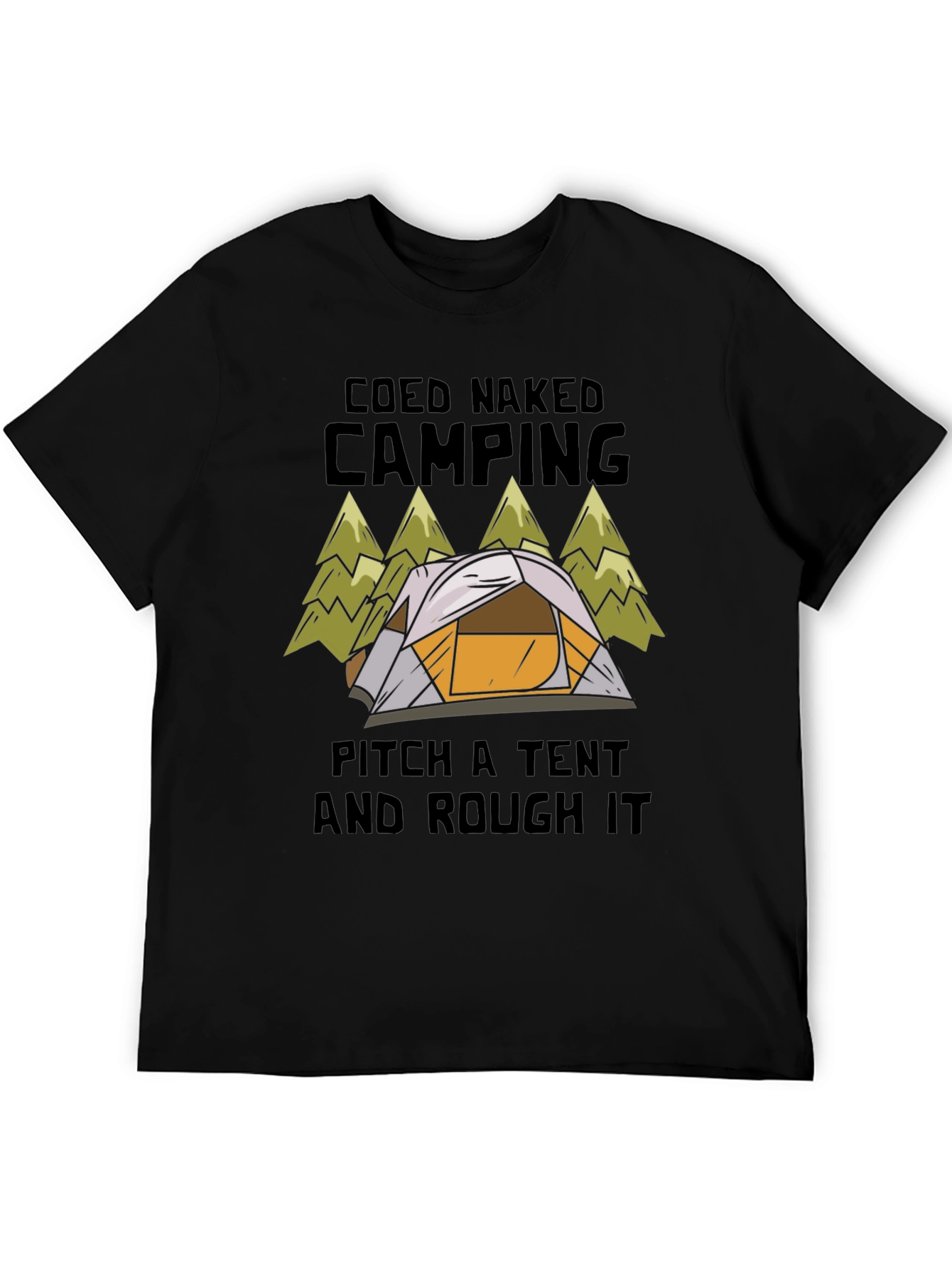Black Coed Naked Camping Tent T-Shirt view 5