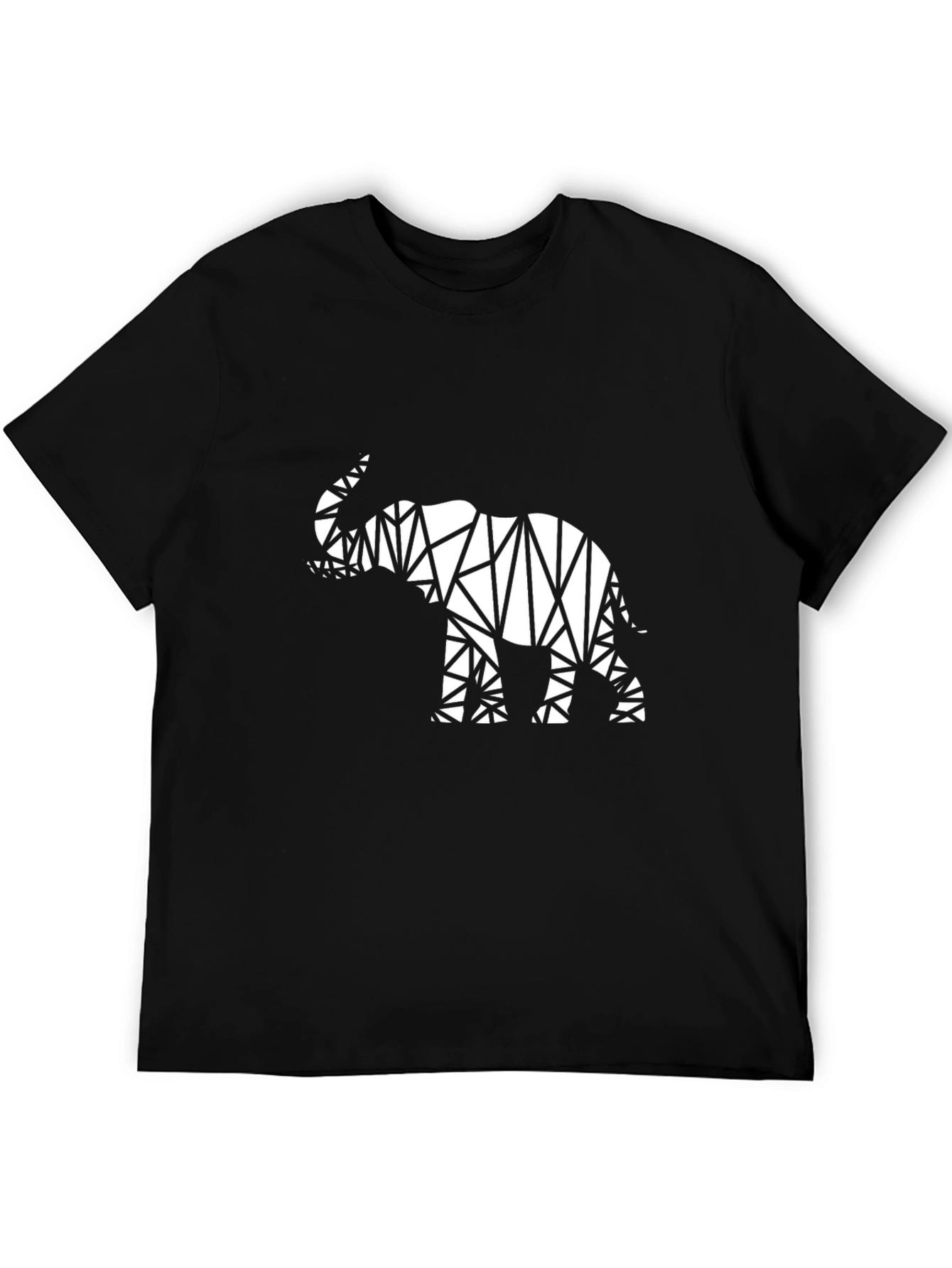 Black Geometric Elephant Graphic Black T-Shirt view 5
