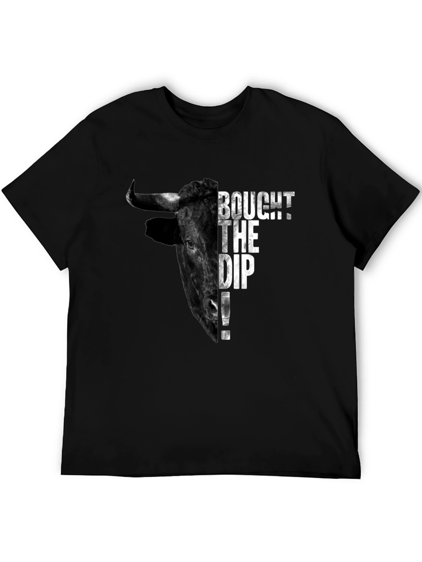 Black BOUGHT THE DIP! Bull Graphic Tee - Black view 5